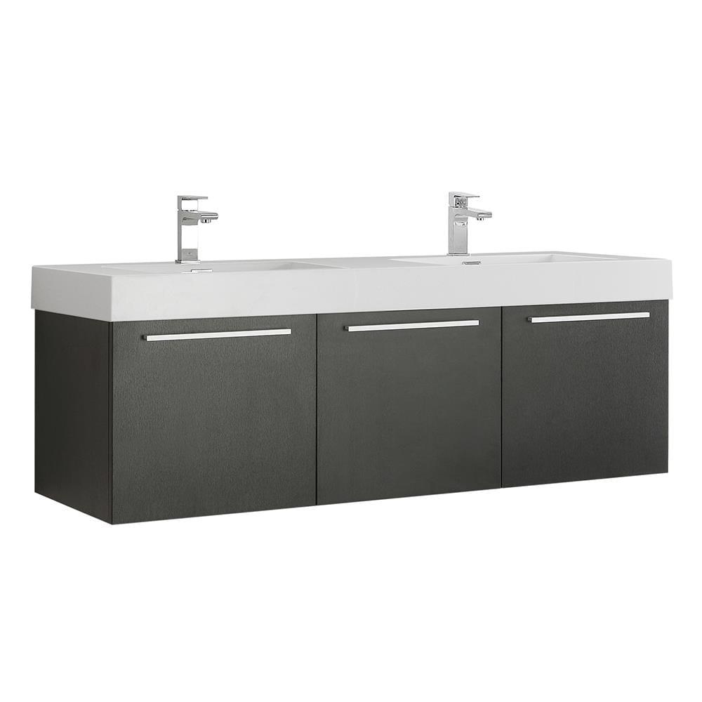 Vista 60'' Wall Mounted Modern Double Bathroom Vanity with Acrylic Vanity Top