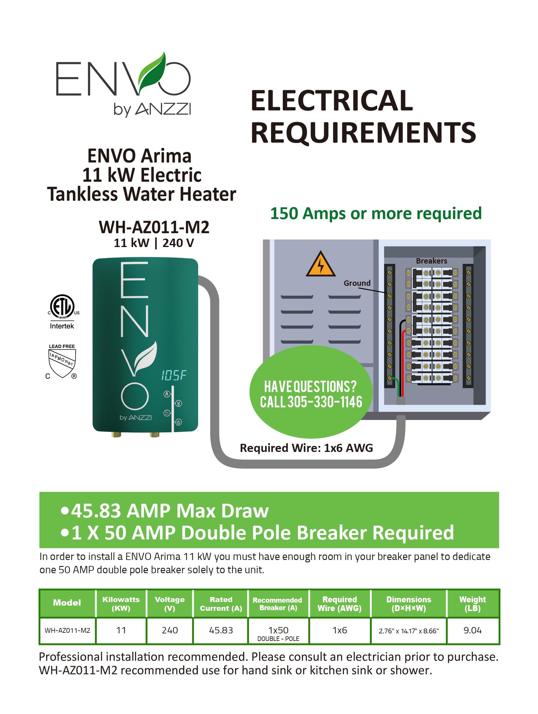 ANZZI WH-AZ011-M2 Envo 240 Electric Tankless Water Heater
