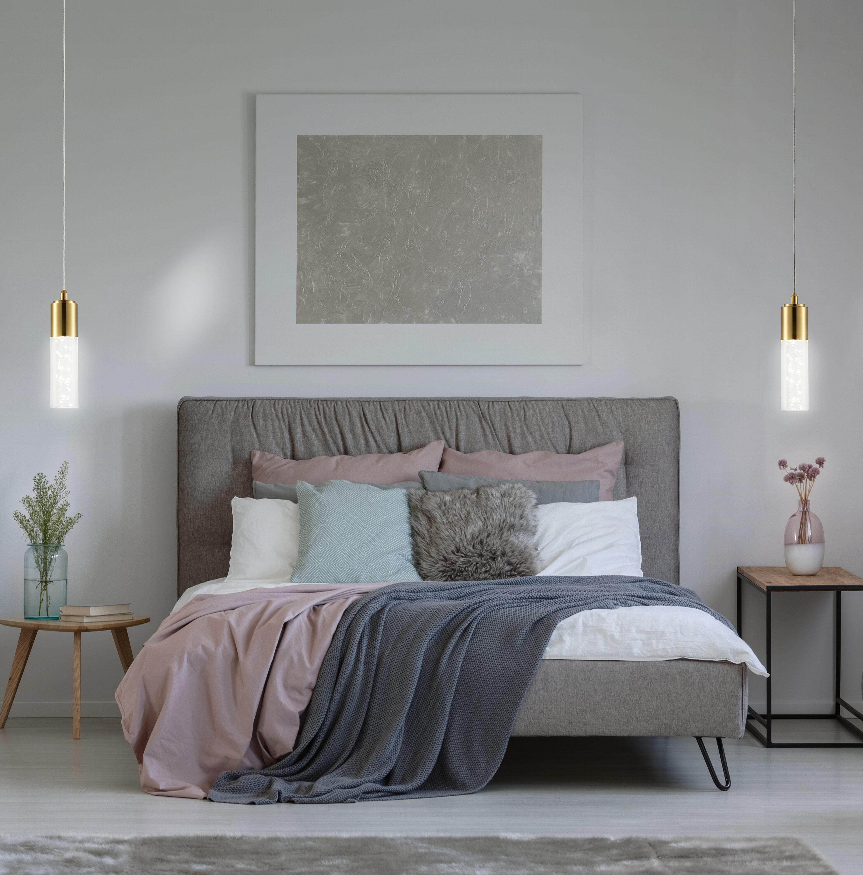JONATHAN Y Cristal 1-Light Bubble Acrylic/Iron Modern Minimalist Integrated LED Pendant, by JONATHAN  Y - 1 Light Gold
