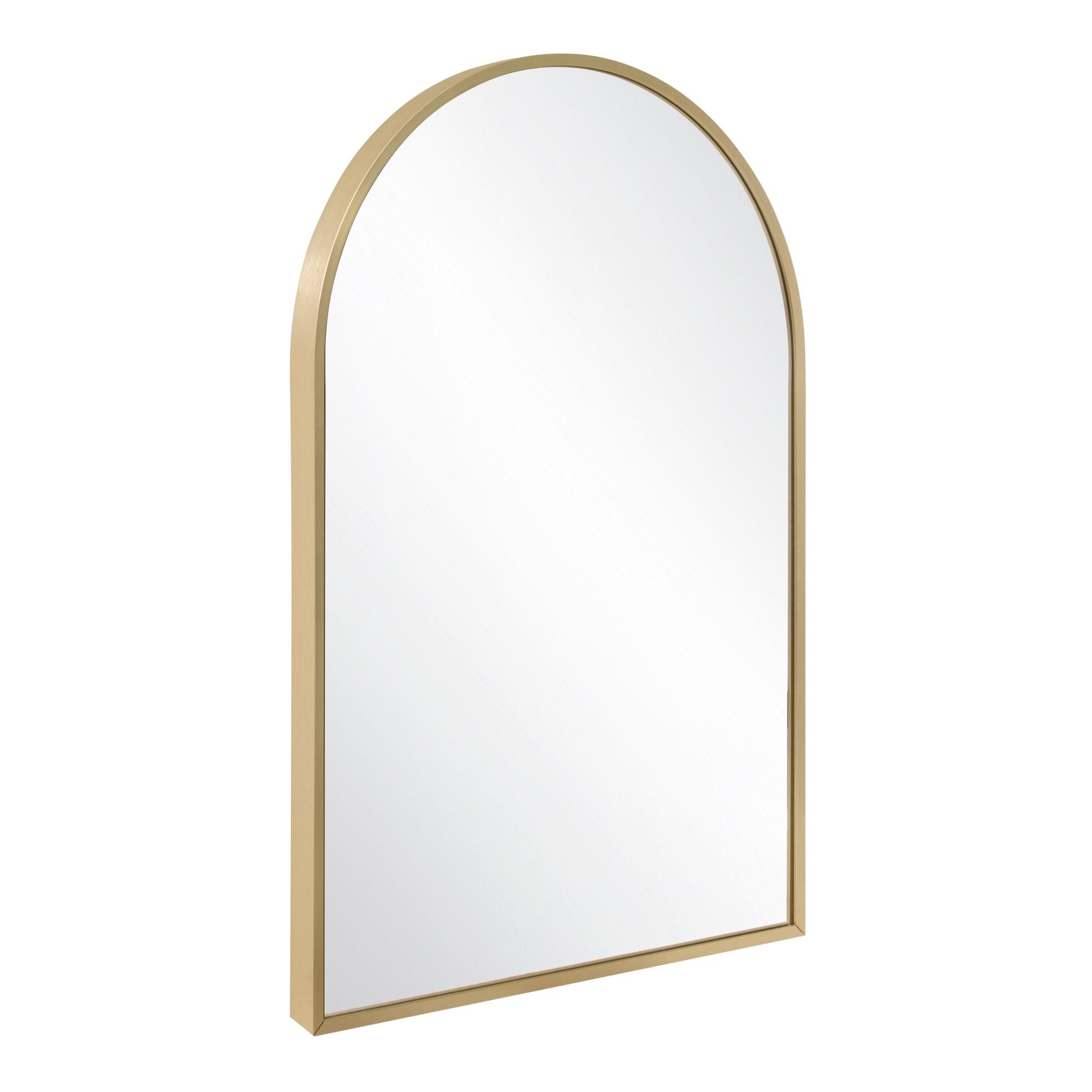 Maeve Arched Wall Accent Mirror – 36-Inch H X 24-Inch L, Modern Metal Framed – Living Room, Bedroom, Bathroom Vanity Mirror – Gold – Design House, 596726-GLD