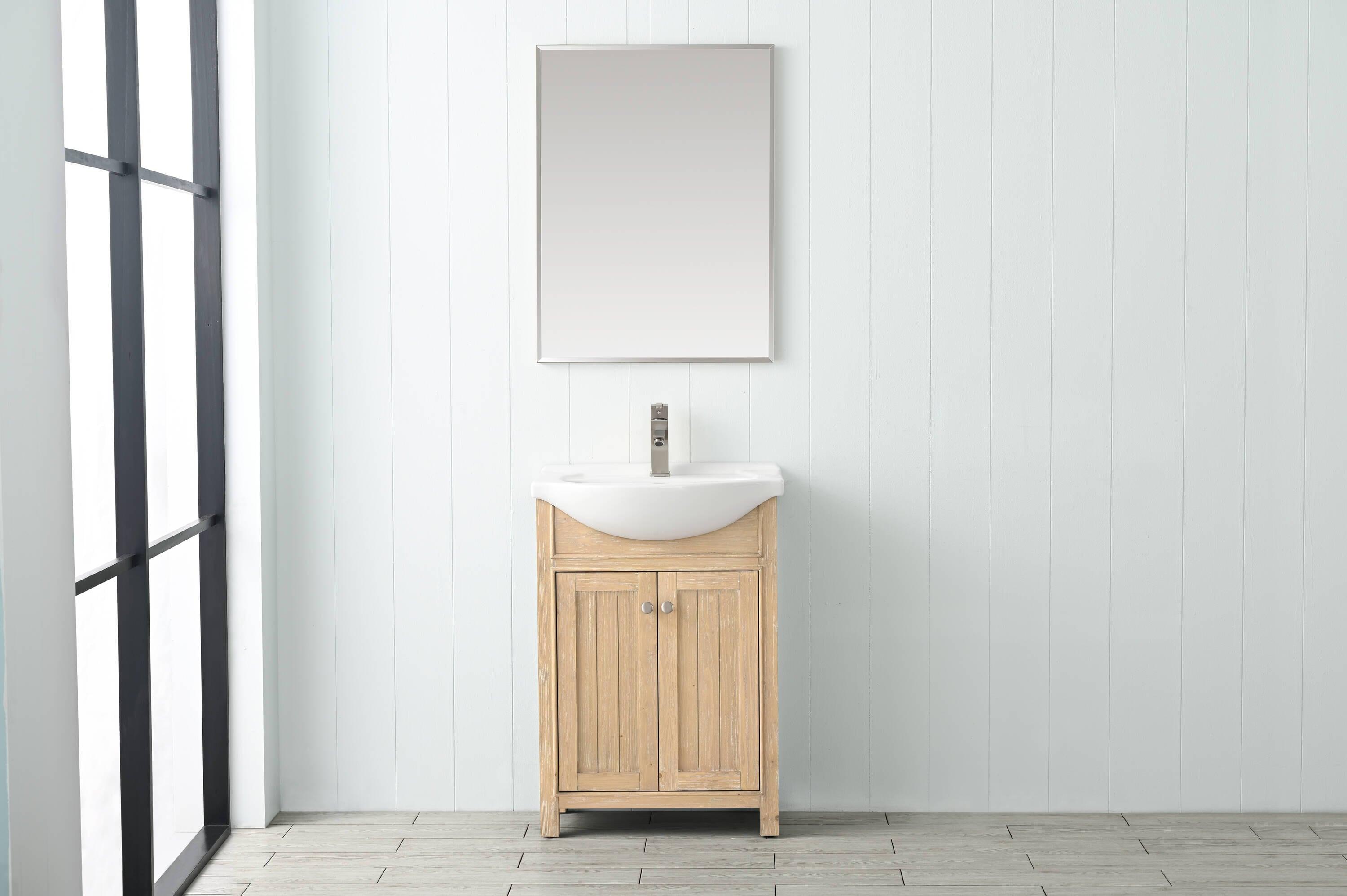 Design Element Marian 24" Single Sink Bath Vanity in Oak with Porcelain Top