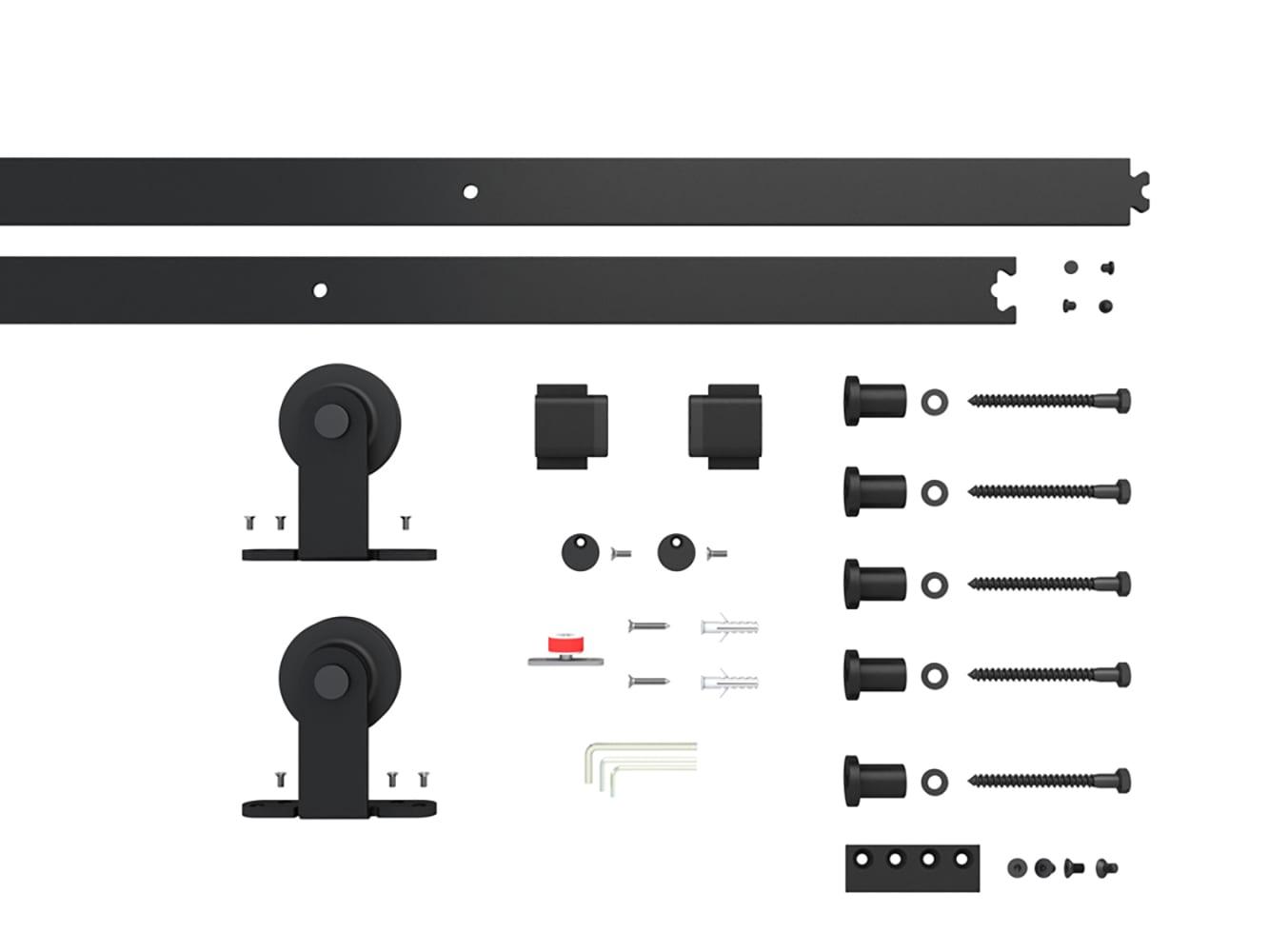 Calhome 84'' Solid Core Glass with Installation Hardware Kit Barn Door