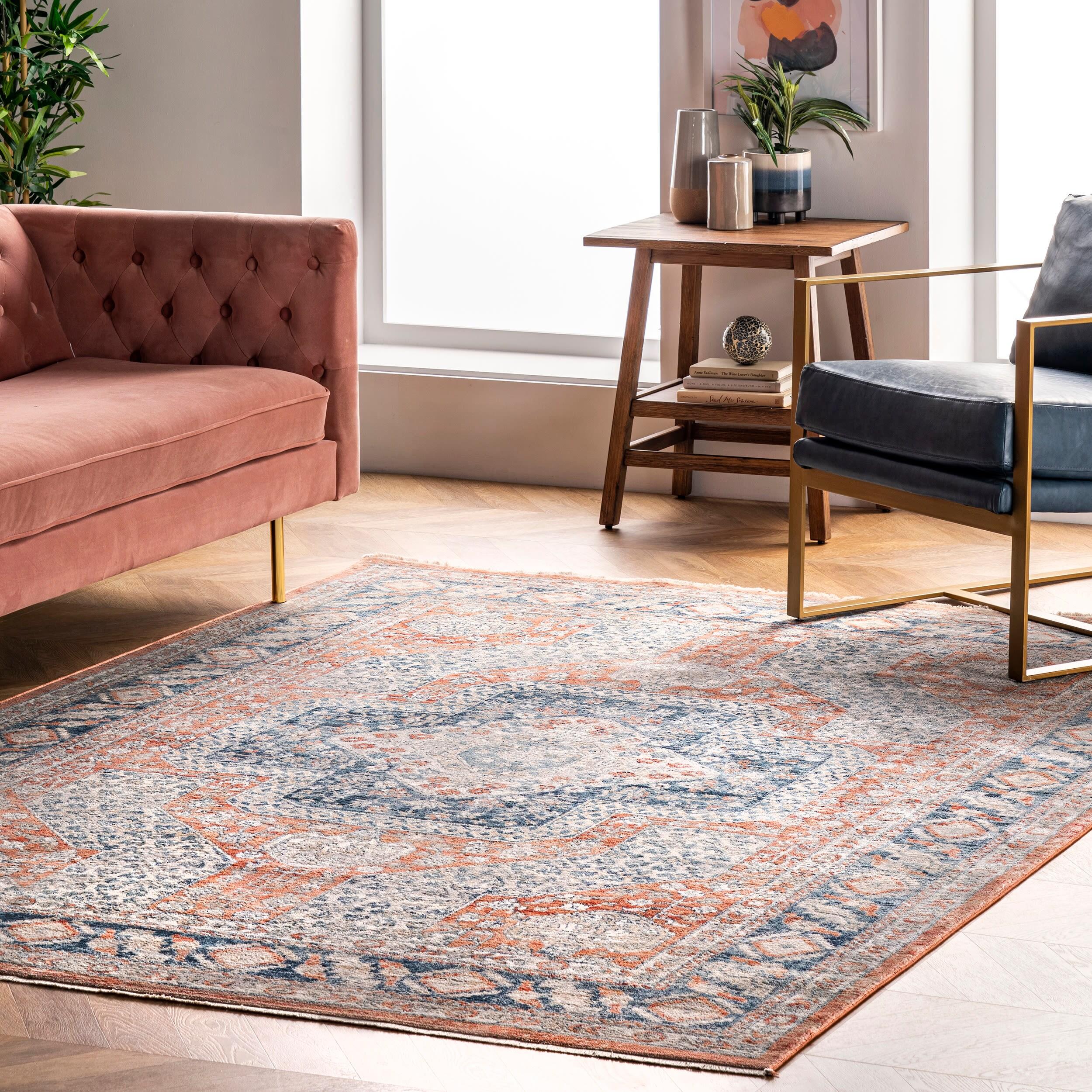 5'3"x7'3" Westlyn Faded Medallion Area Rug Rust - nuLOOM: Classic Low Pile Indoor Rectangle, Polypropylene, Cotton Backing