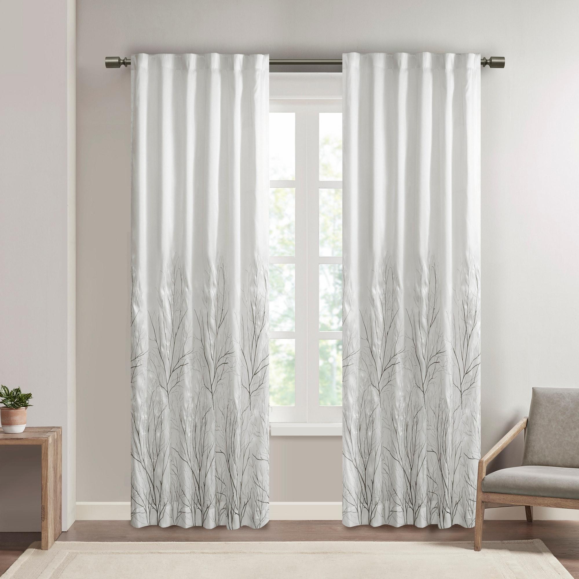 Andora Embroidered Branch Rod Pocket Single Curtain Panel