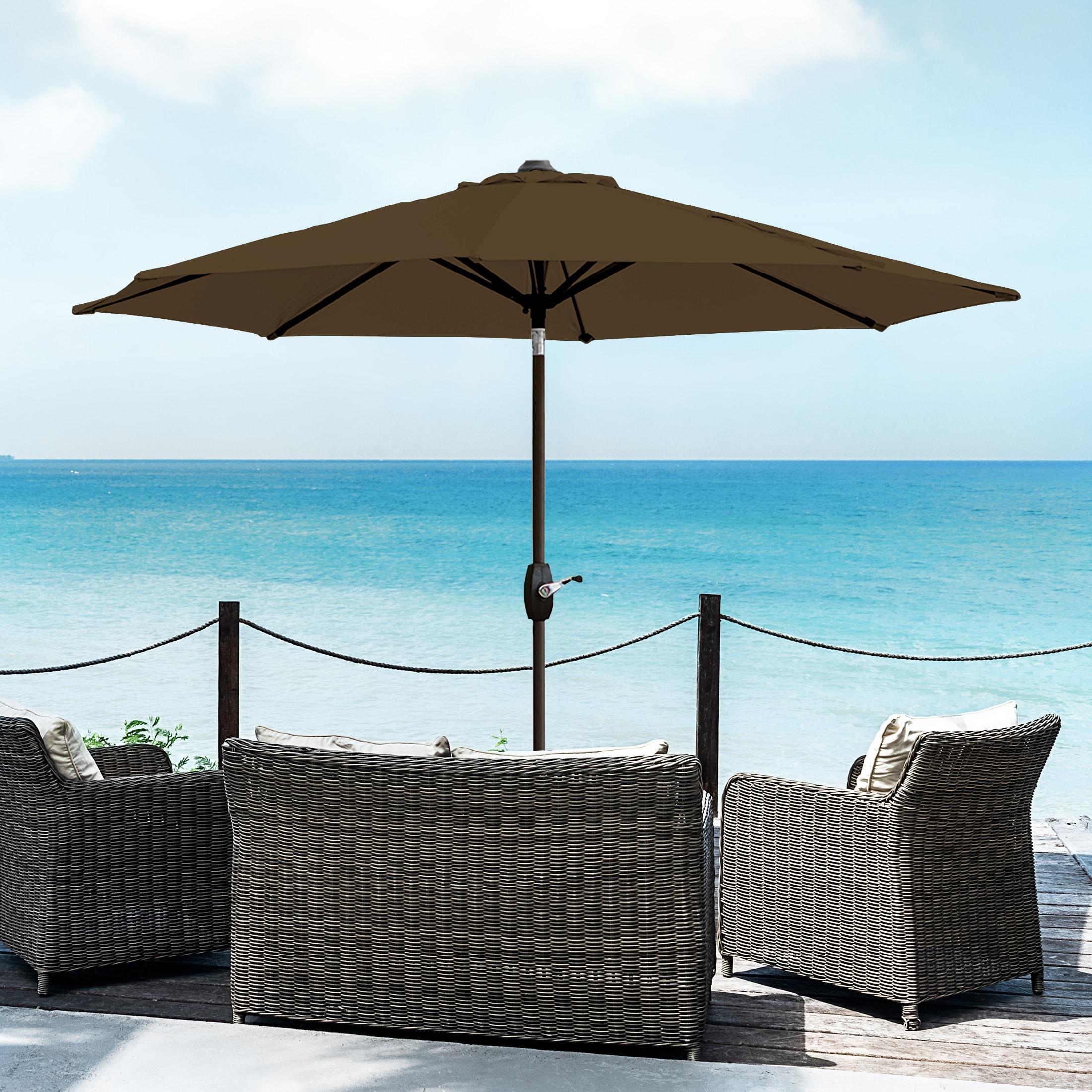 WestinTrends 9 Ft Outdoor Patio Market Table Umbrella with Tilt and Crank, Coffee