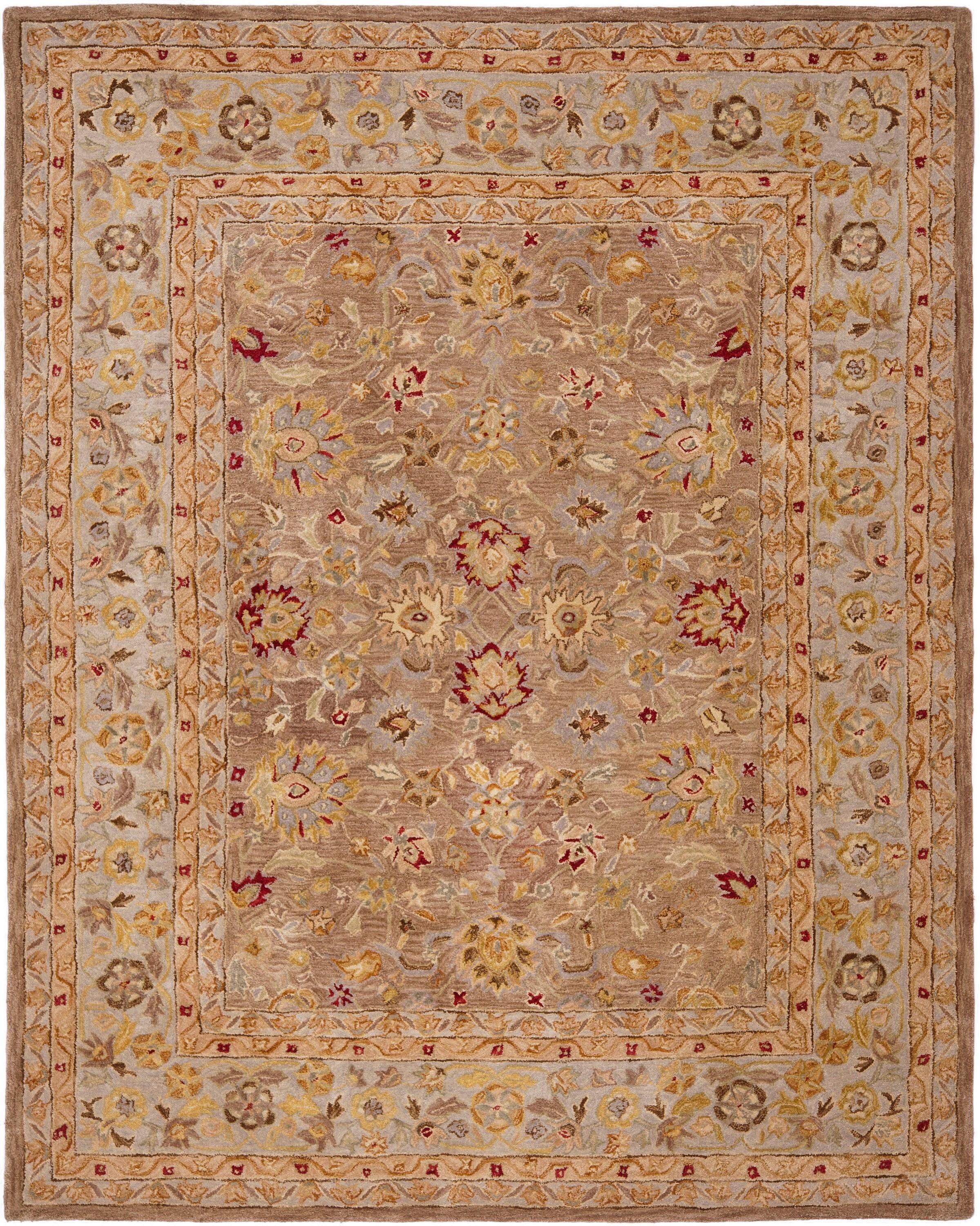 SAFAVIEH Anatolia Tracy Floral Wool Area Rug, Tan/Ivory, 11' x 15'