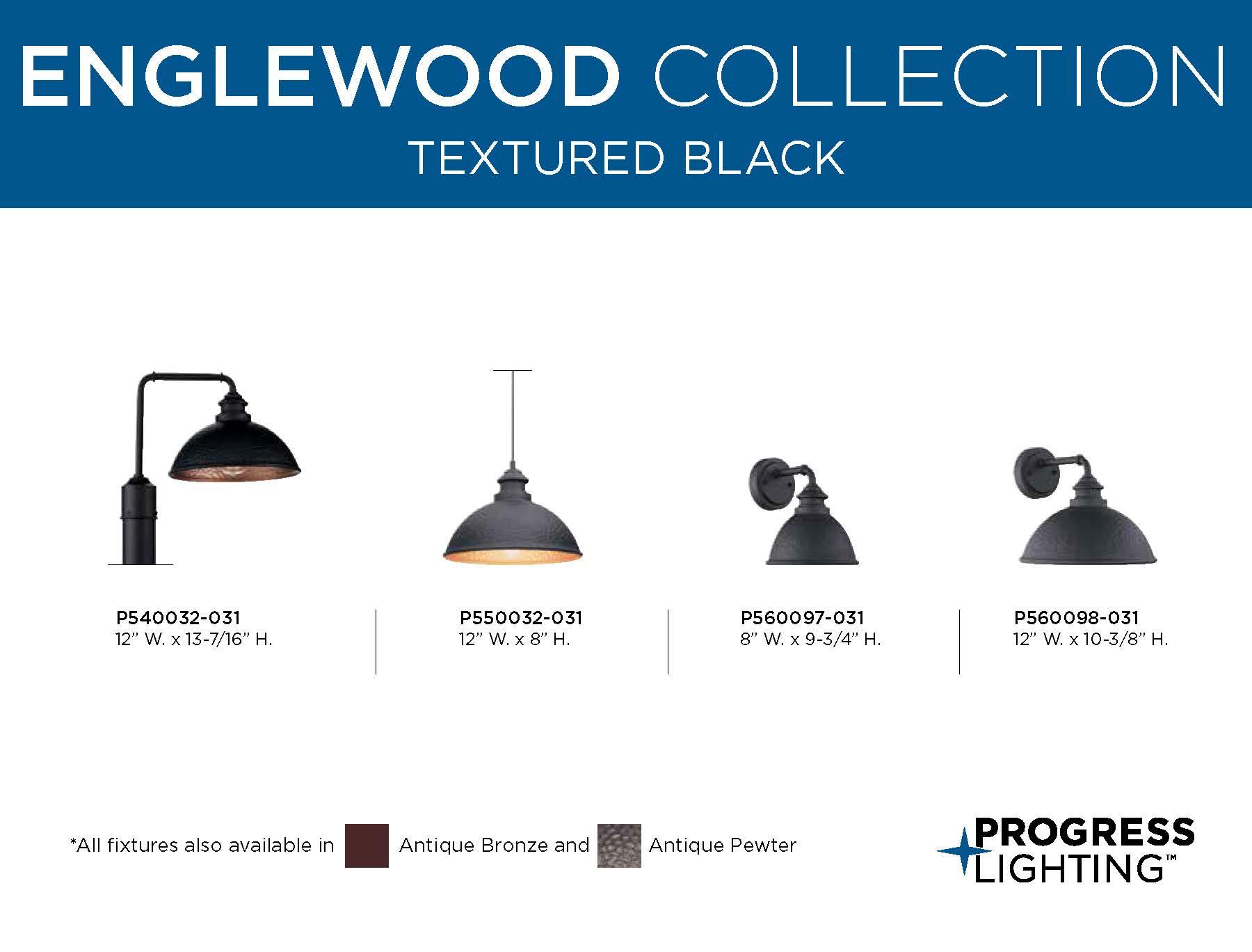 Progress Lighting Englewood 1-Light Hanging Lantern Pendant, Antique Bronze, Metallic Copper Coated Shade, Damp Rated