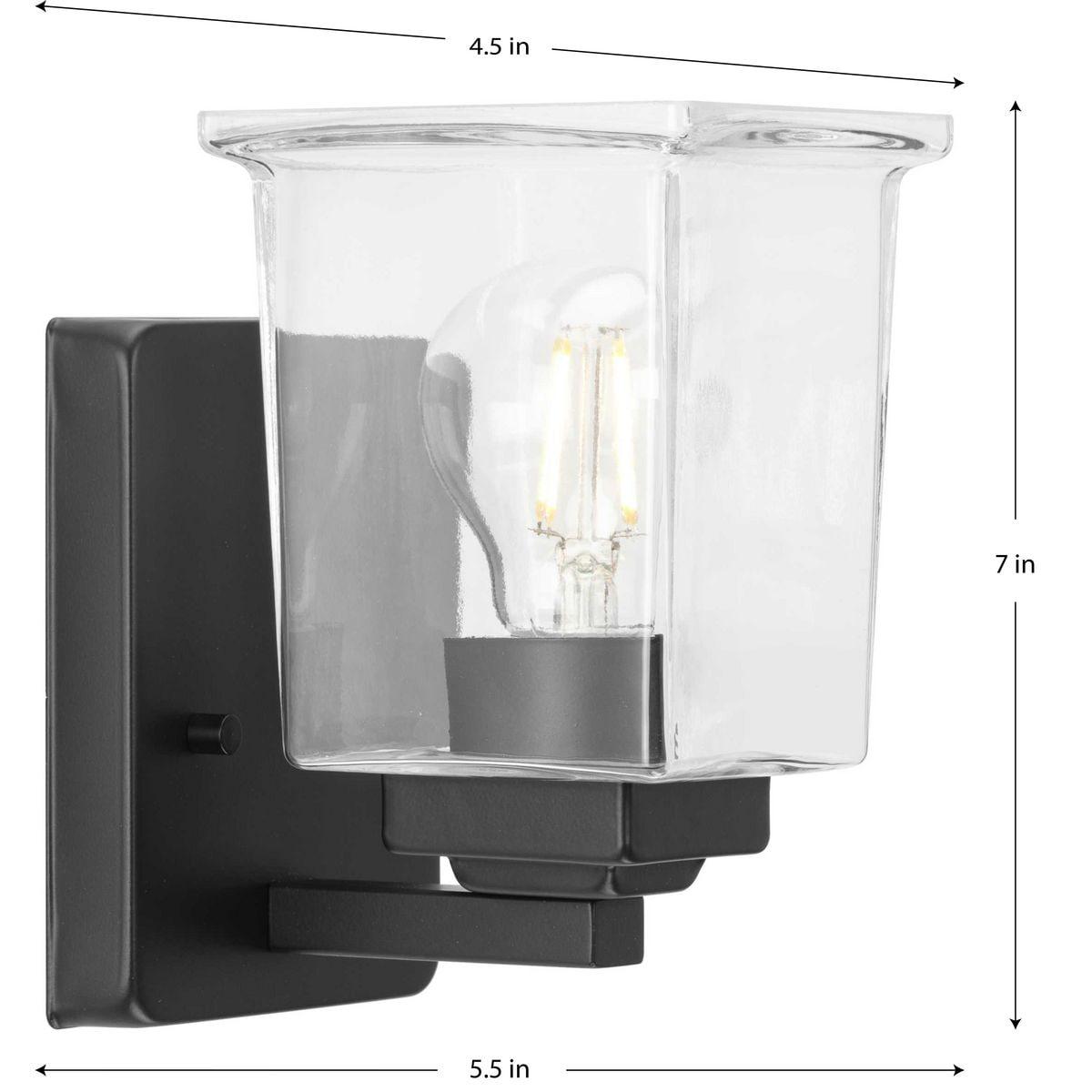 Progress Lighting Gilmour 1-Light Wall Sconce, Matte Black, Clear Glass Shade