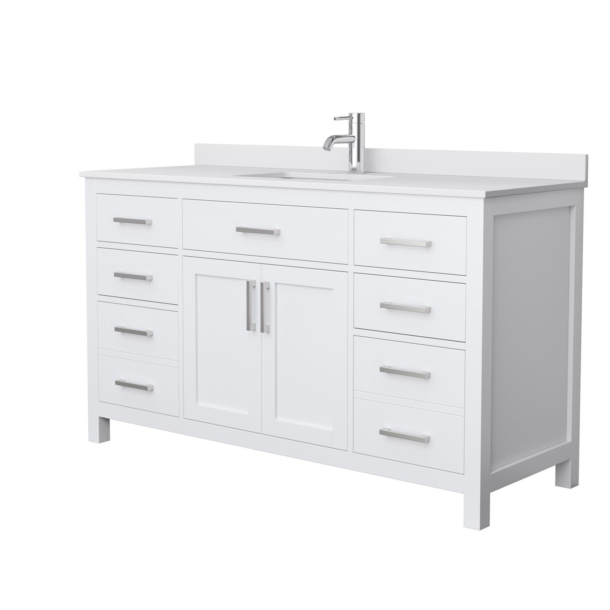 Beckett 60" Freestanding Single Bathroom Vanity with Cultured Marble Top