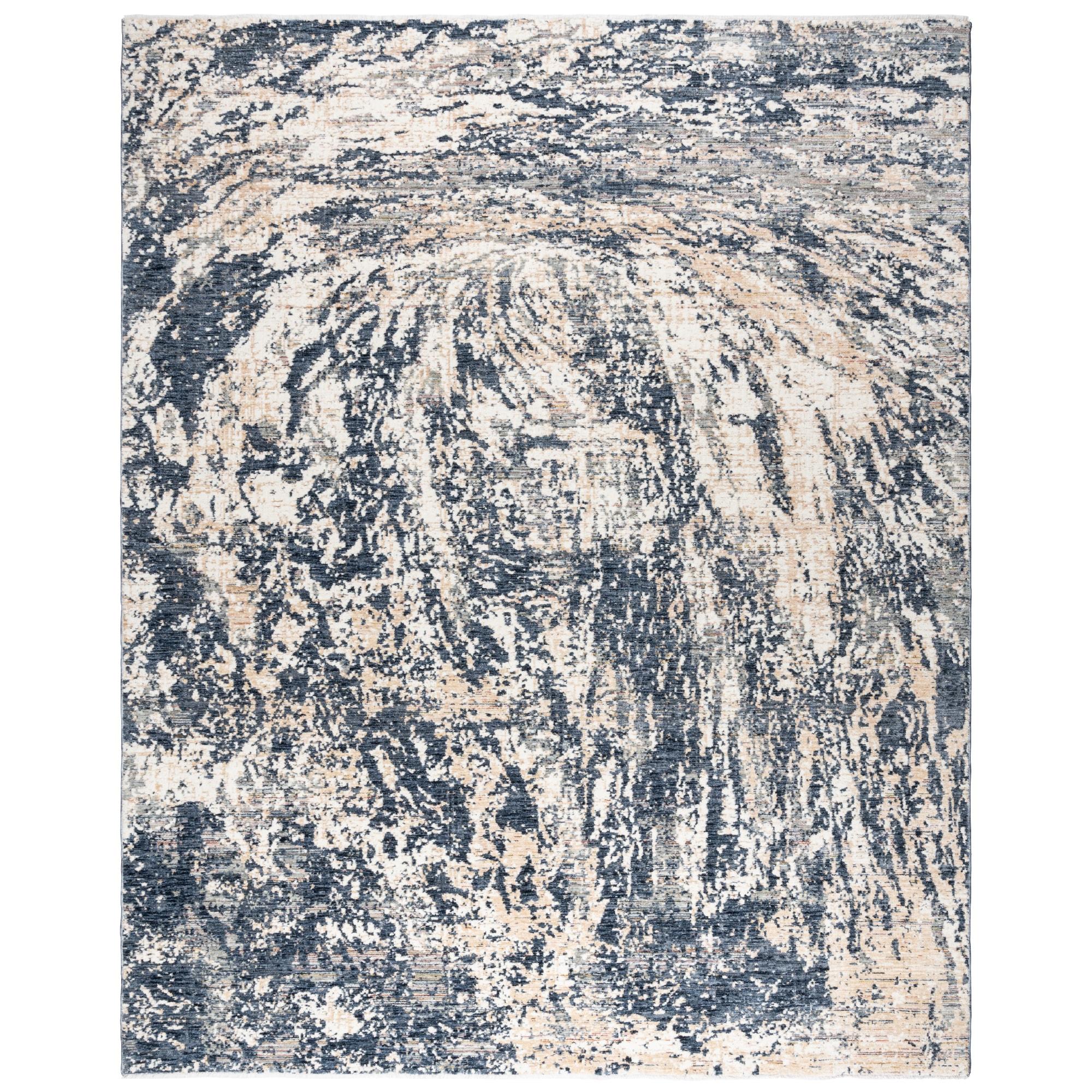 Damita Exton Modern Abstract Granite Navy Blue/Beige/Ivory Polypropylene Area Rug