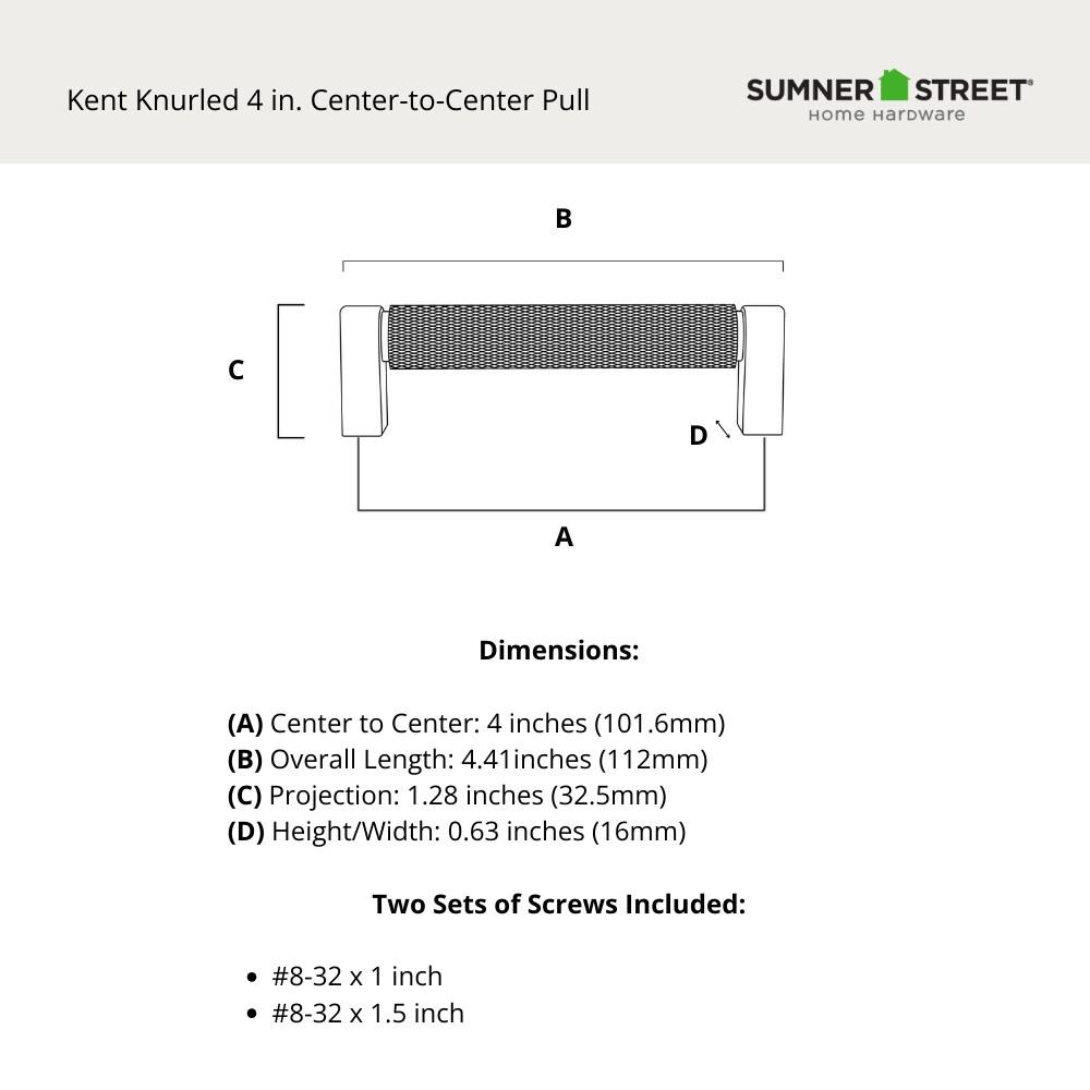 Kent Knurled 4" Center to Center Bar Pull