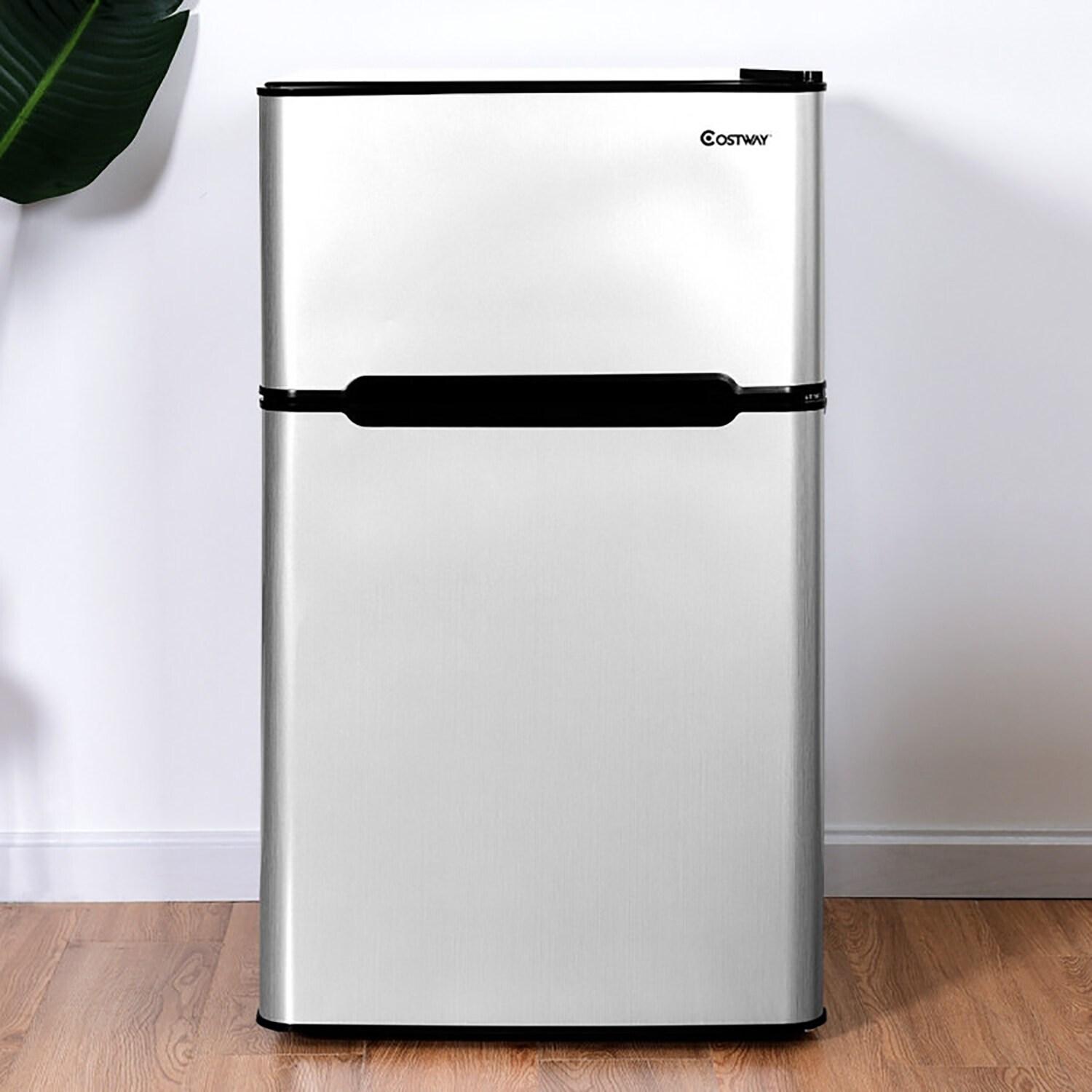 Costway Costway 3.2 Cubic Feet Portable Freestanding Mini Fridge with Freezer