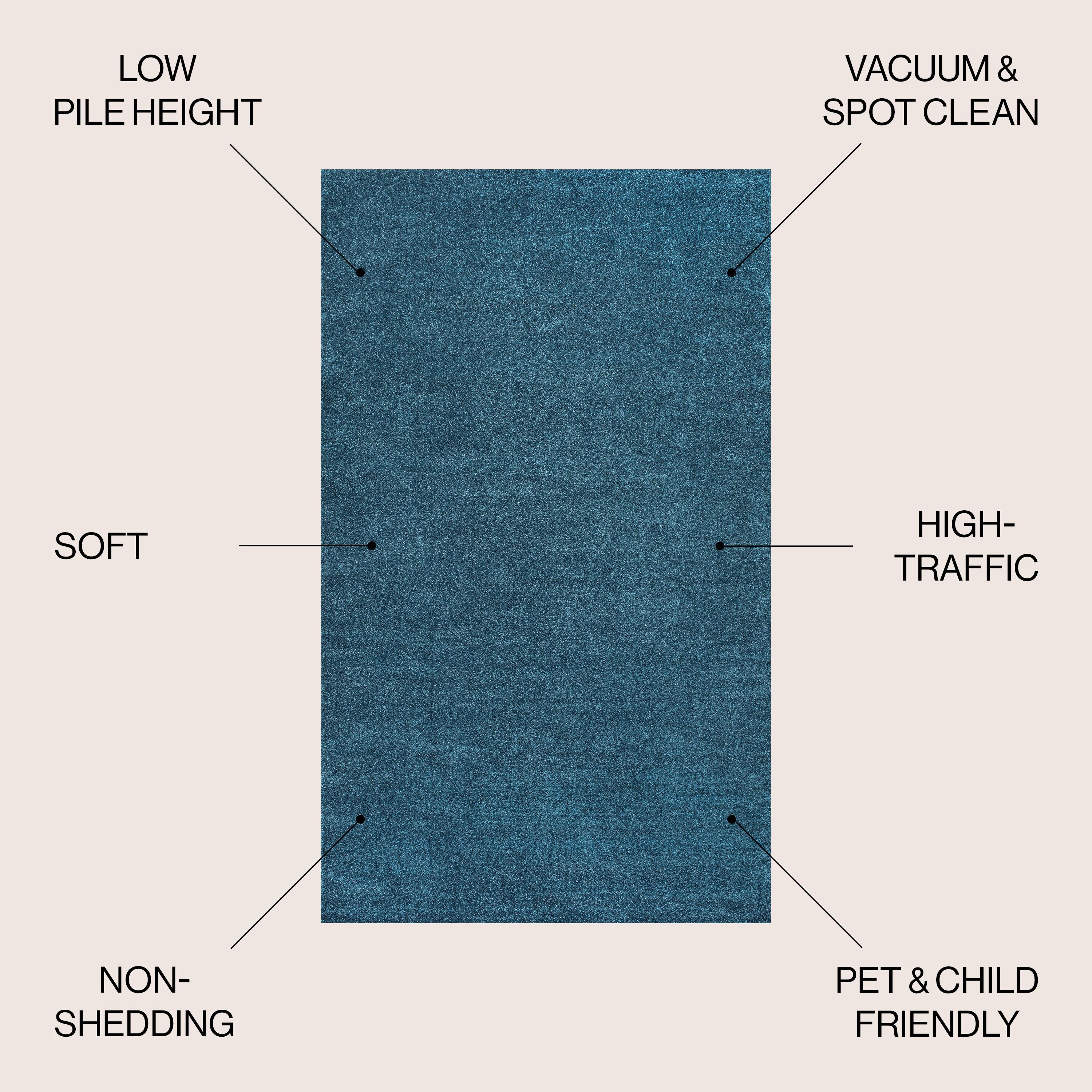 8'x10' Haze Solid Low-Pile Area Rug, Turquoise - JONATHAN Y