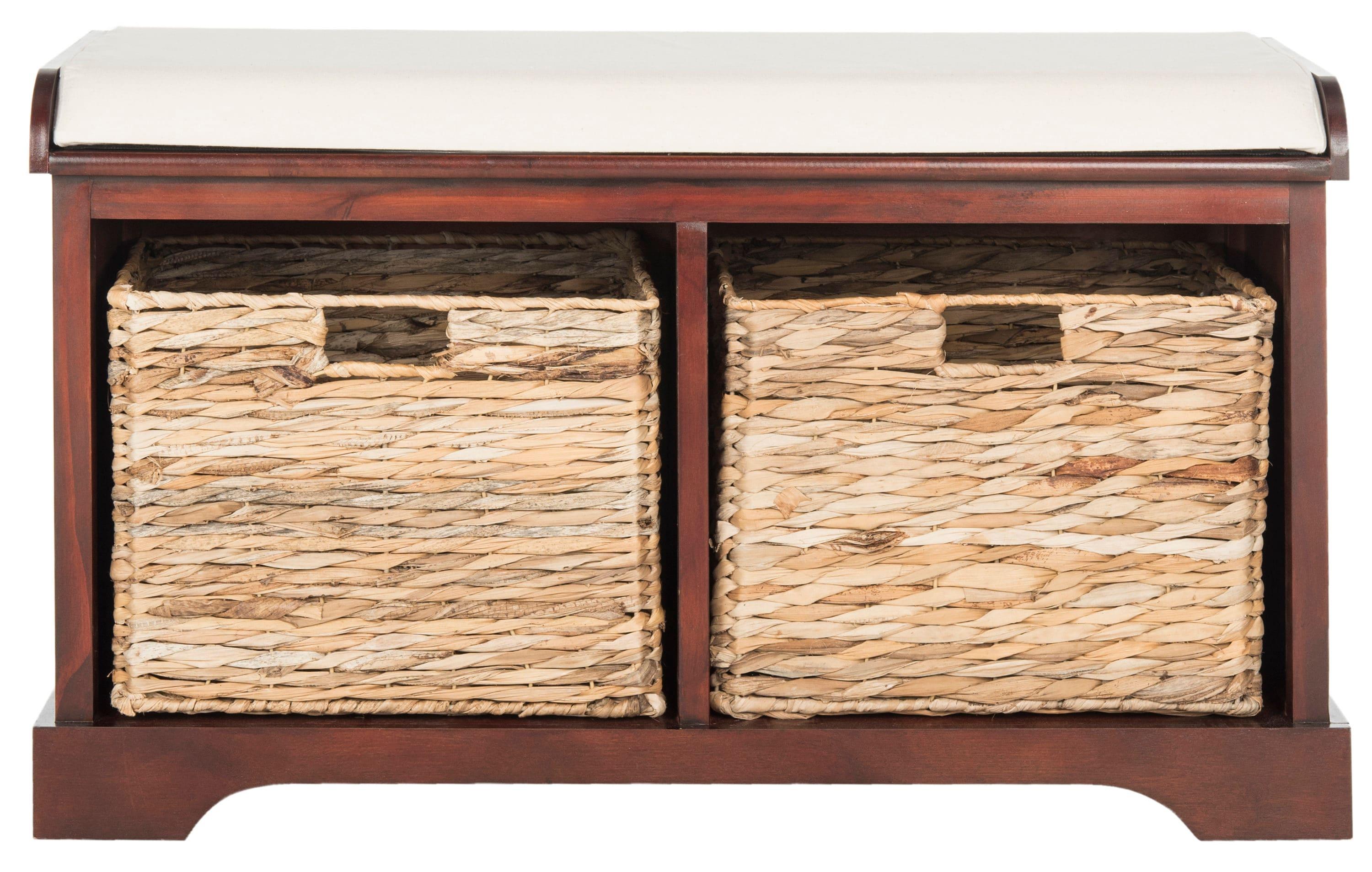 Freddy Wicker Storage Bench - Cherry - Safavieh