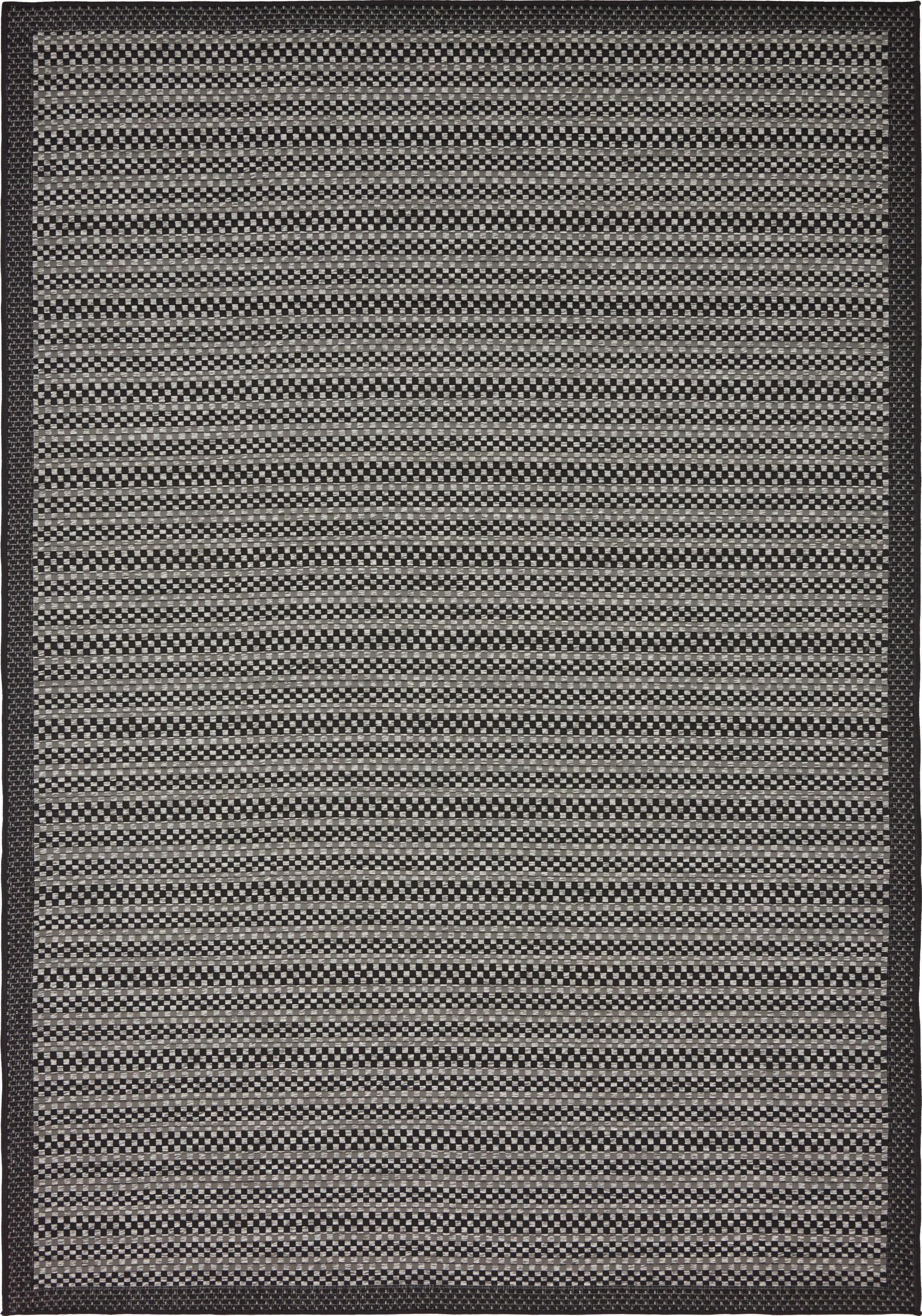 Gray Striped Synthetic 6' x 9' Outdoor Reversible Area Rug