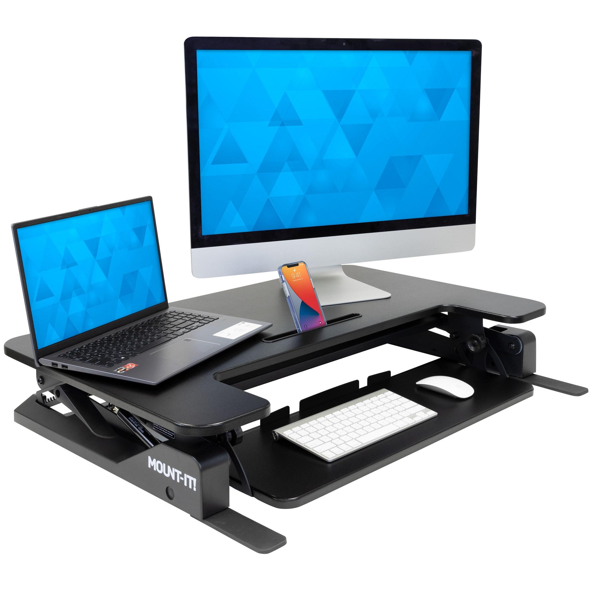 Mount-It! Standing Desk Converter, Height Adjustable Stand Up Desk, 36 Inch Sit Stand Workstation