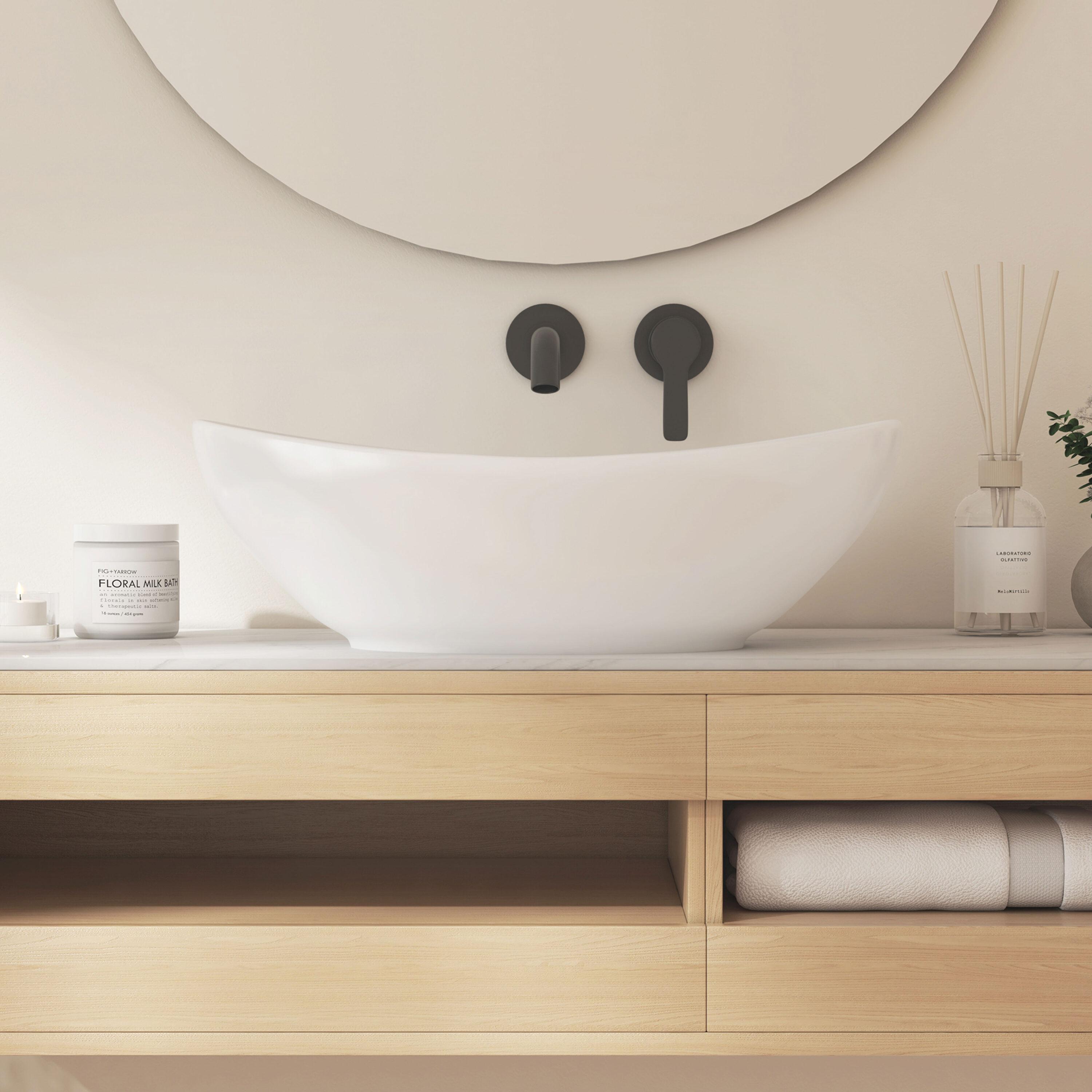 Eclisse 23" x 15" White Vitreous China Oval Bathroom Vessel Sink with Overflow
