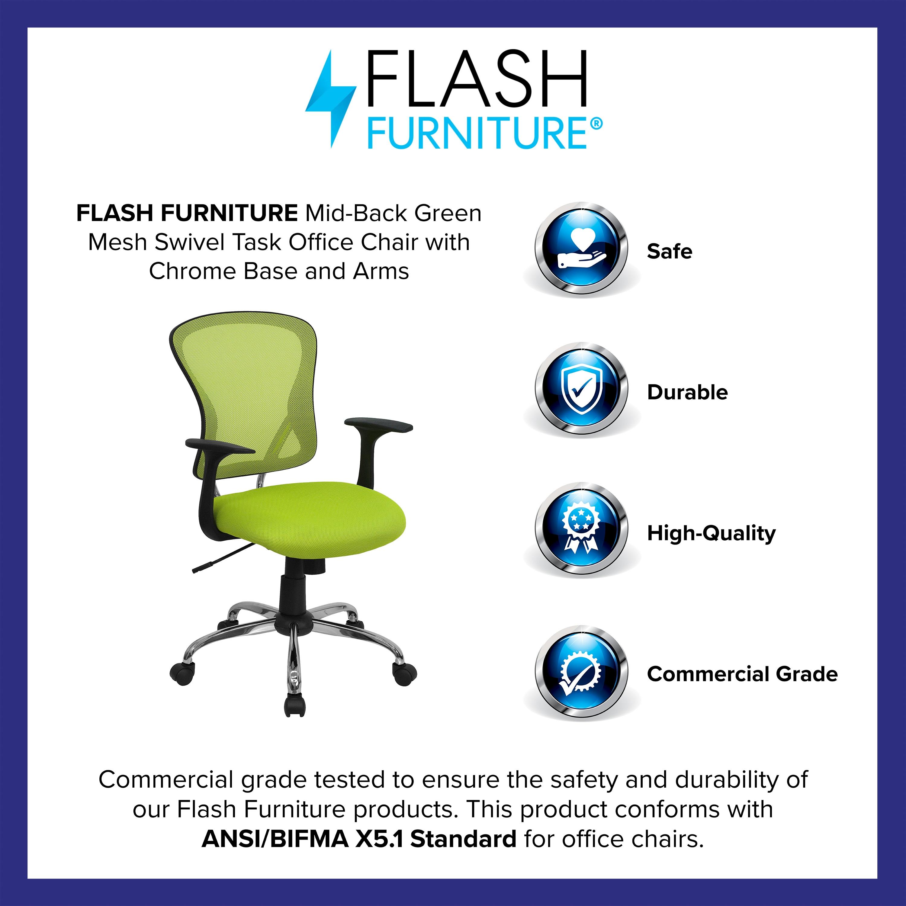 Flash Furniture Mid-Back Mesh Swivel Task Office Chair with Chrome Base and Arms