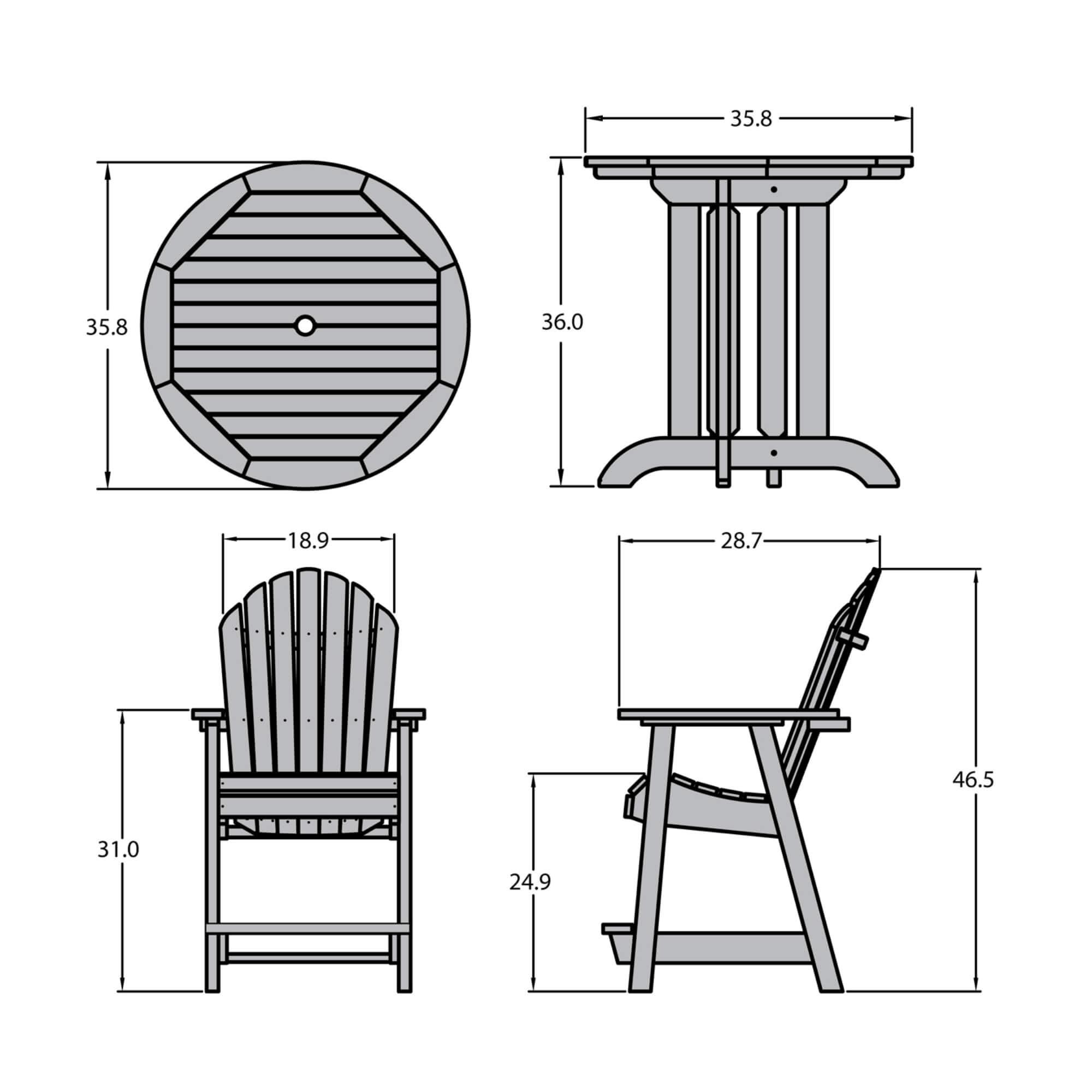Havenside Home Hamilton 3-piece Outdoor Dining Set - 36" Round Table, Counter-height Harbor Gray