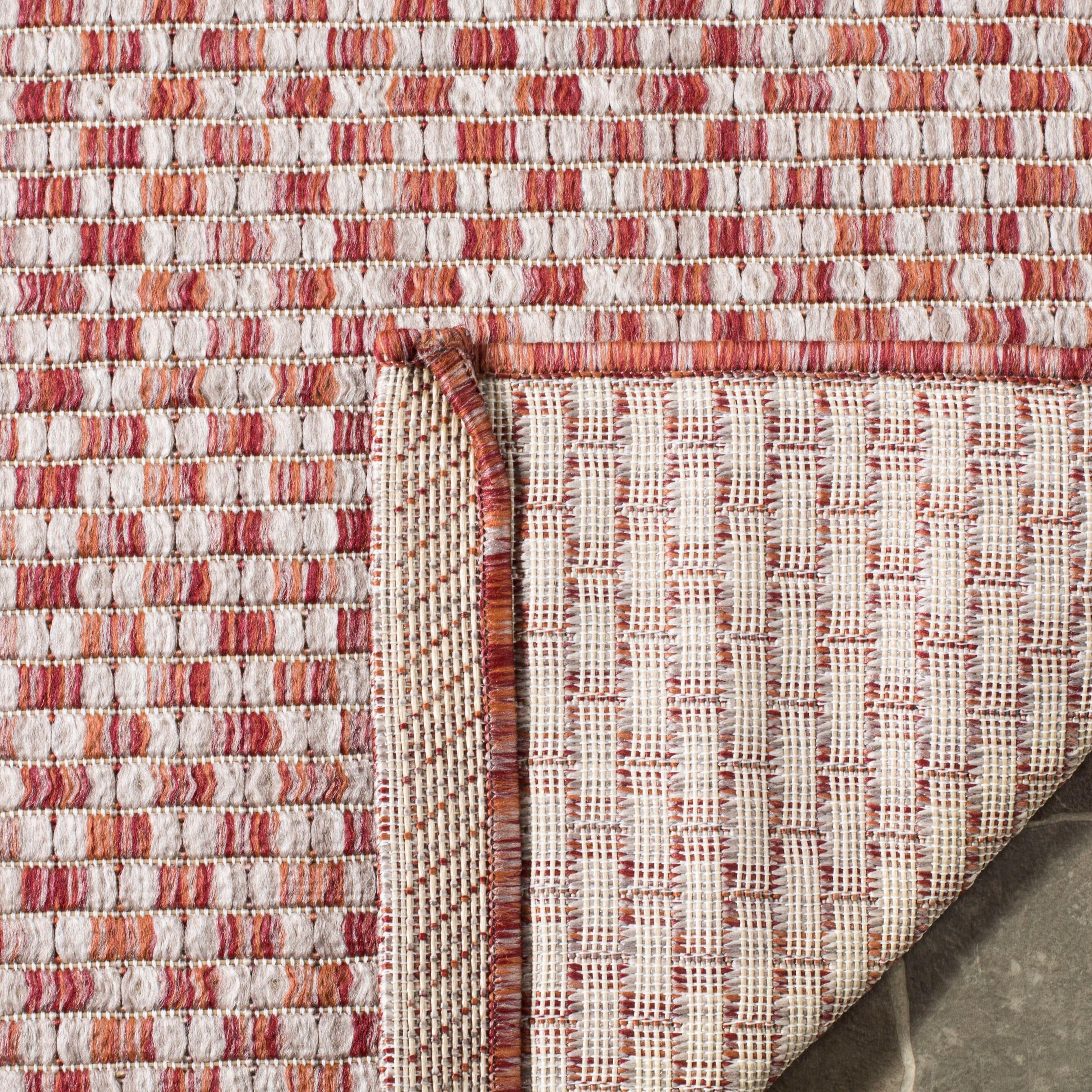 SAFAVIEH Courtyard Blair Geometric Indoor/Outdoor Area Rug, 4' x 5'7", Rust/Light Grey