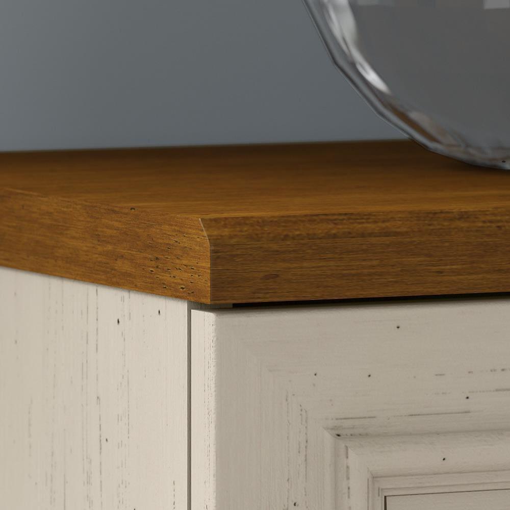 Fairview Small Storage Cabinet with Doors White - Bush Furniture: Nautical Style, Wood Composite, 3 Shelves