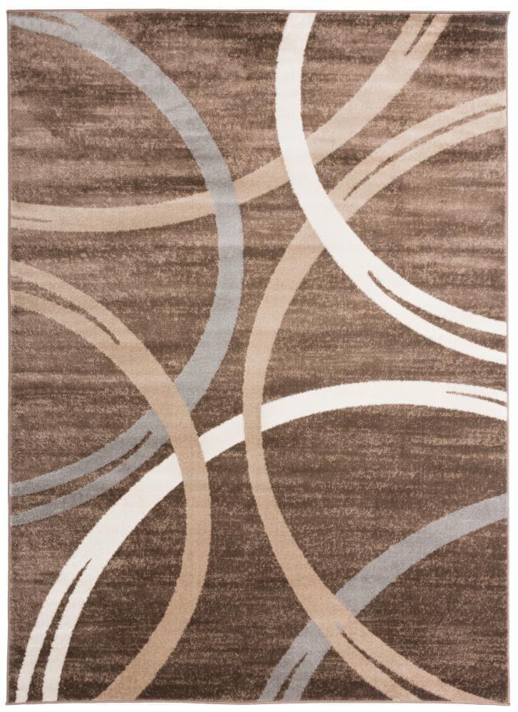 World Rug Gallery Contemporary Abstract Circles Design Brown 5'3" x 7'3" Area Rug