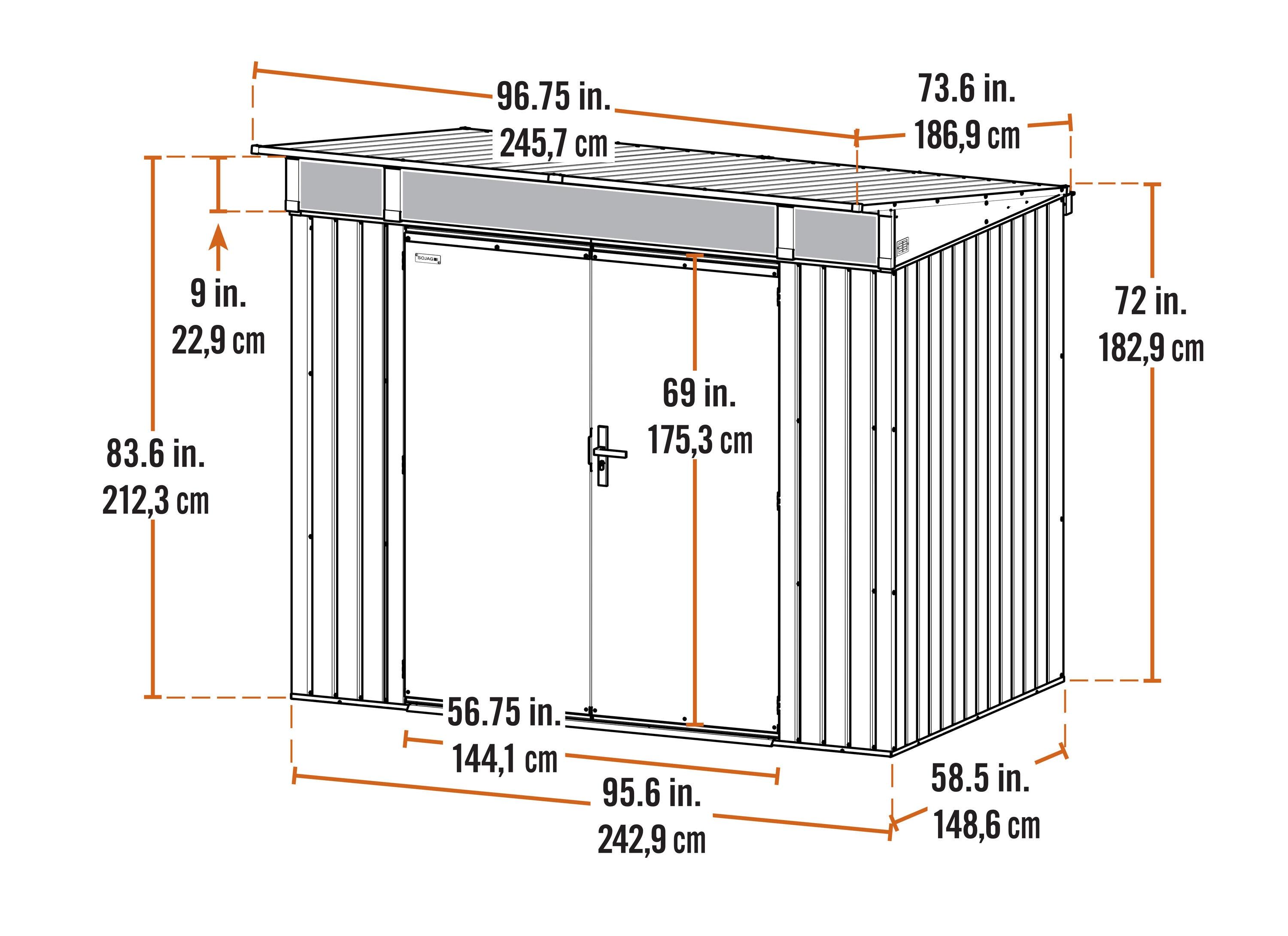 Arrow Sojag 5 ft. W x 8 ft. D Metal Vertical Storage Shed
