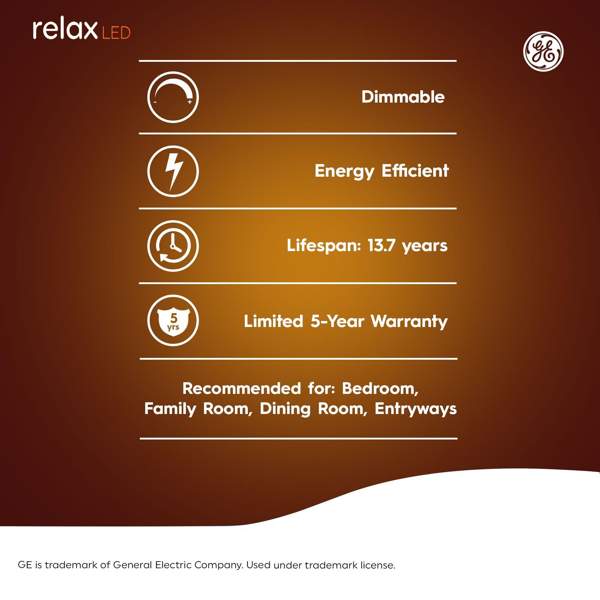 GE Relax HD 25 -Watt EQ CAC Soft white Candelabra base (E-12) Dimmable LED Decorative Light Bulb 3 -Pack