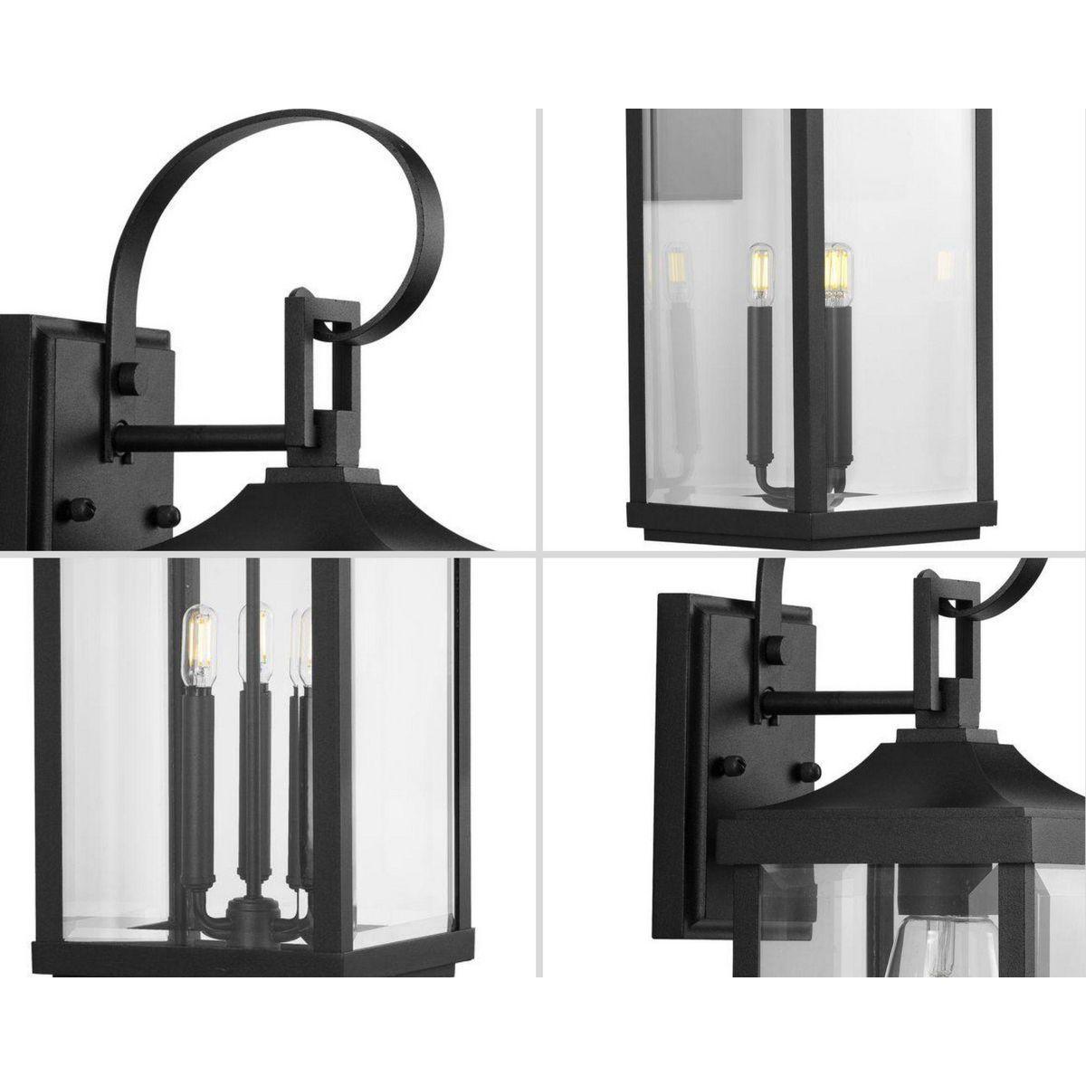 Progress Lighting Gibbes Street 3-Light Wall Lantern in Antique Bronze with Clear Beveled Glass