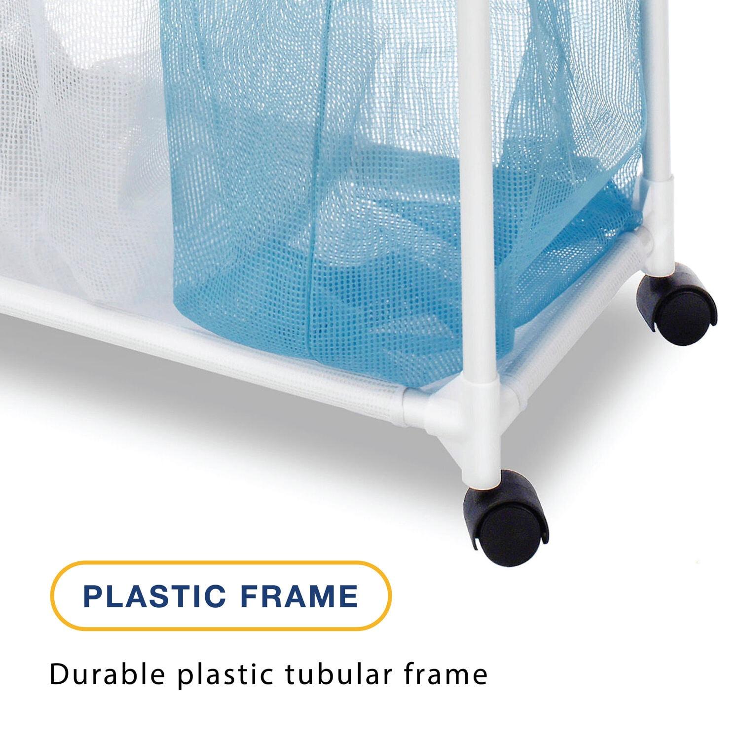 Whitmor Triple Mesh Bag Laundry Sorter, Clear and Blue, Adult