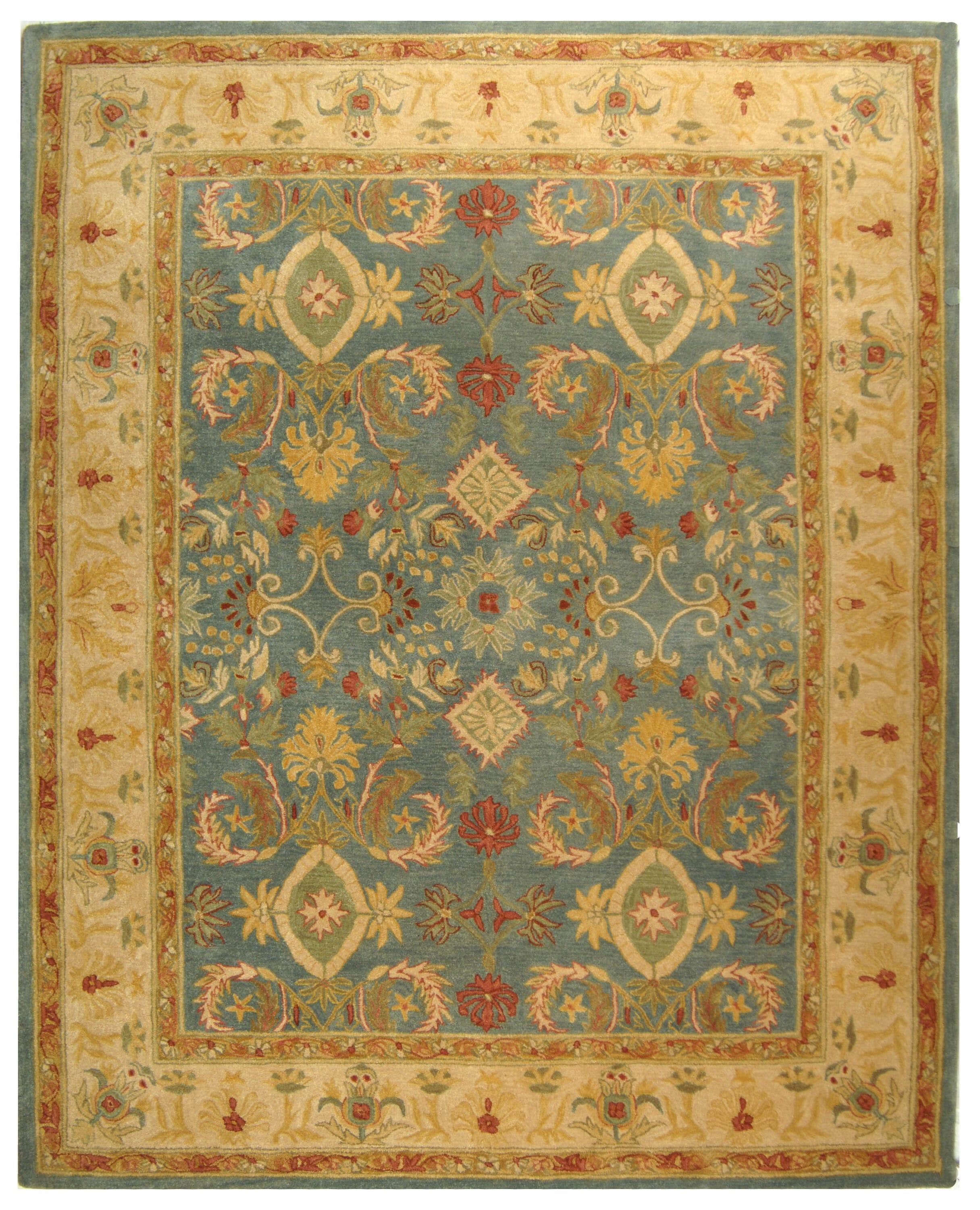 SAFAVIEH Anatolia Stephen Traditional Wool Area Rug, Light Blue/Ivory, 12' x 15'