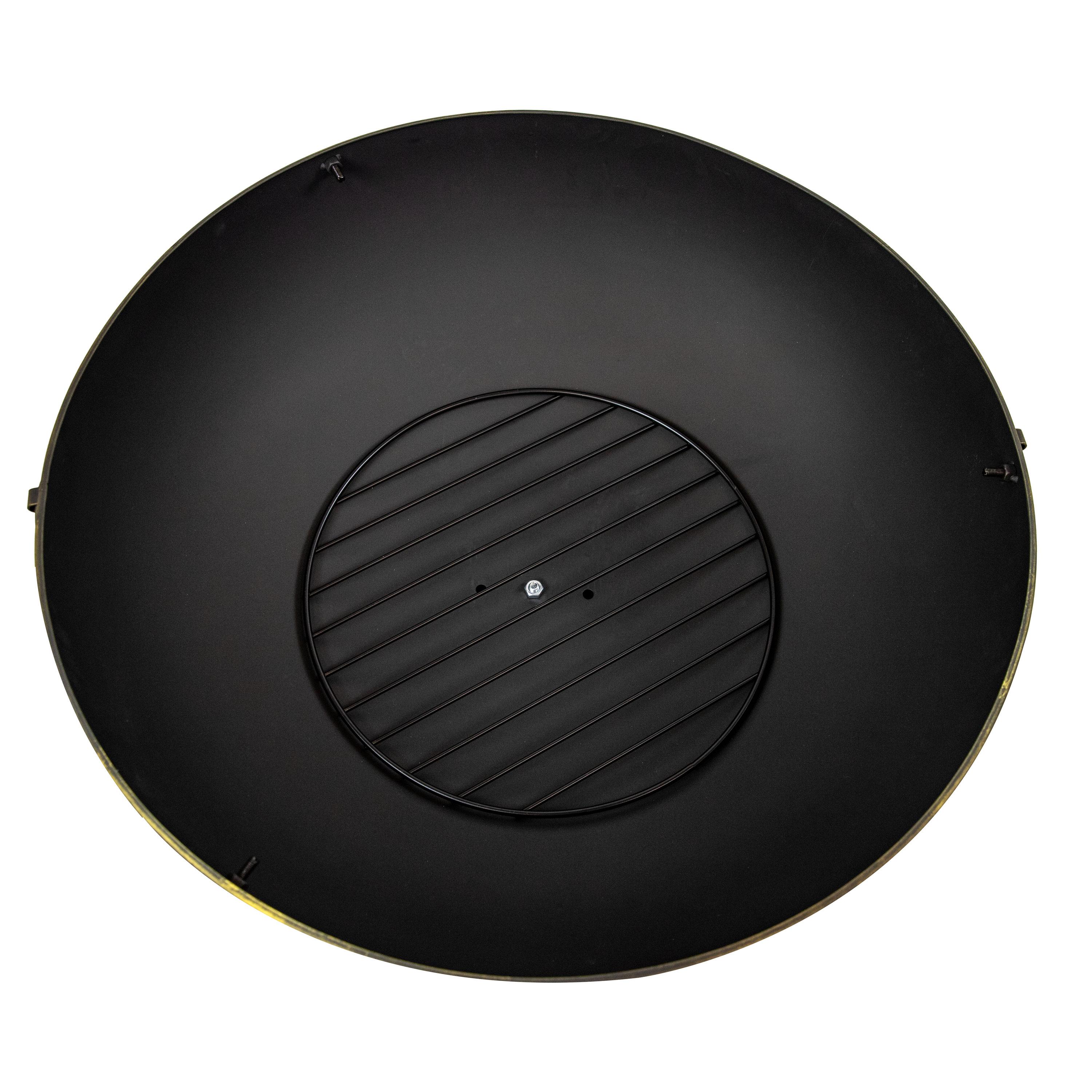 SunnyDaze Decor 30" Wood-Burning Black Finish Steel Fire Pit Bowl with Screen, Grate, and Poker