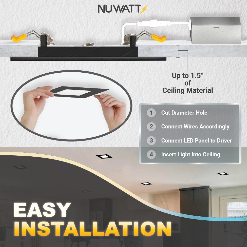 Panel Downlight 6'' Selectable Color Temperature Dimmable Air-Tight IC Rated LED Canless Recessed Lighting Kit