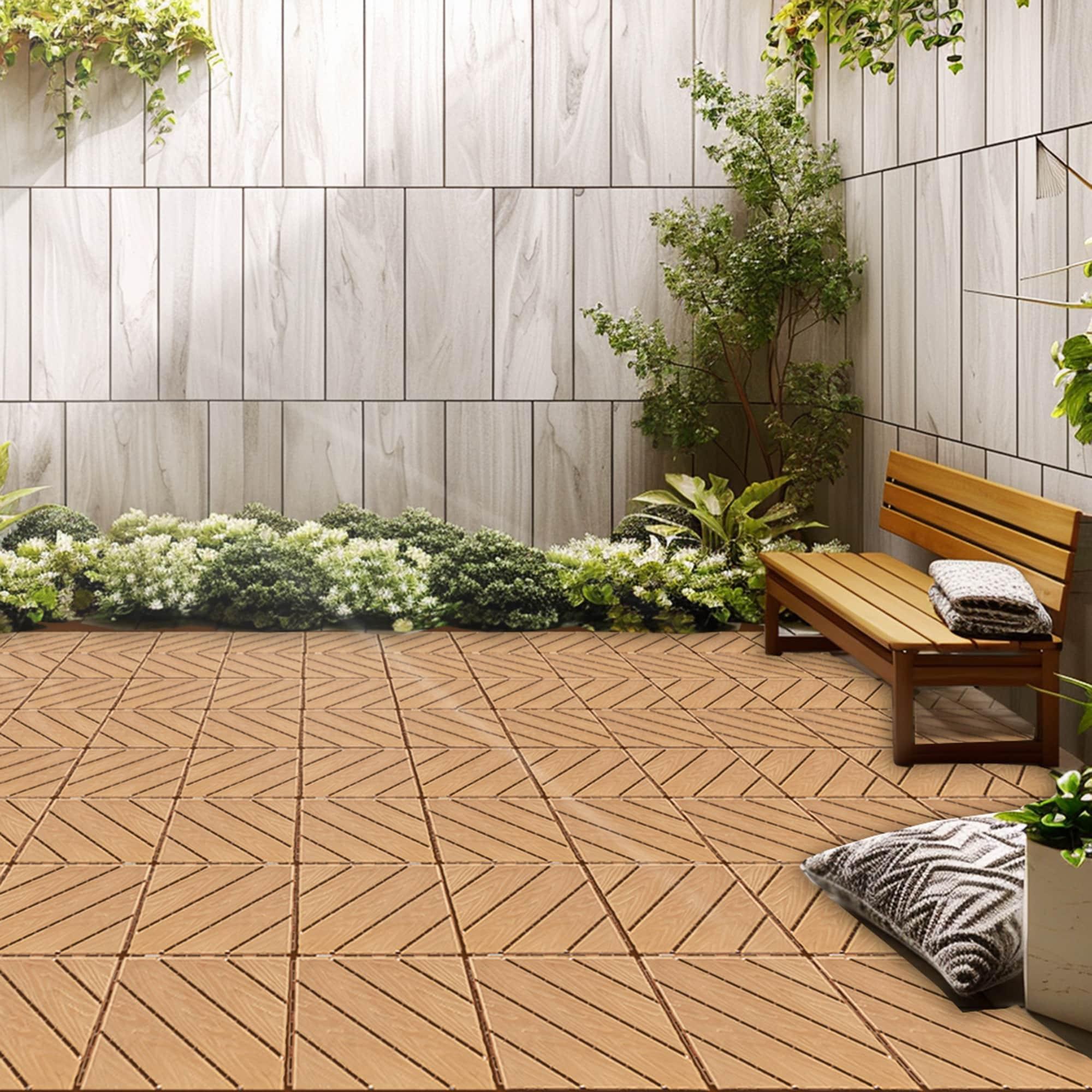 GROUPES Wood Plastic Composite Deck Tiles Set Of 35Pcs, Composite Decking Resist Rust, Water, Weather, Easy To DIY & Maintain, Indoor&Outdoor,Ideal For Patios, Balconies, Rooftops, Decks, 12X12in