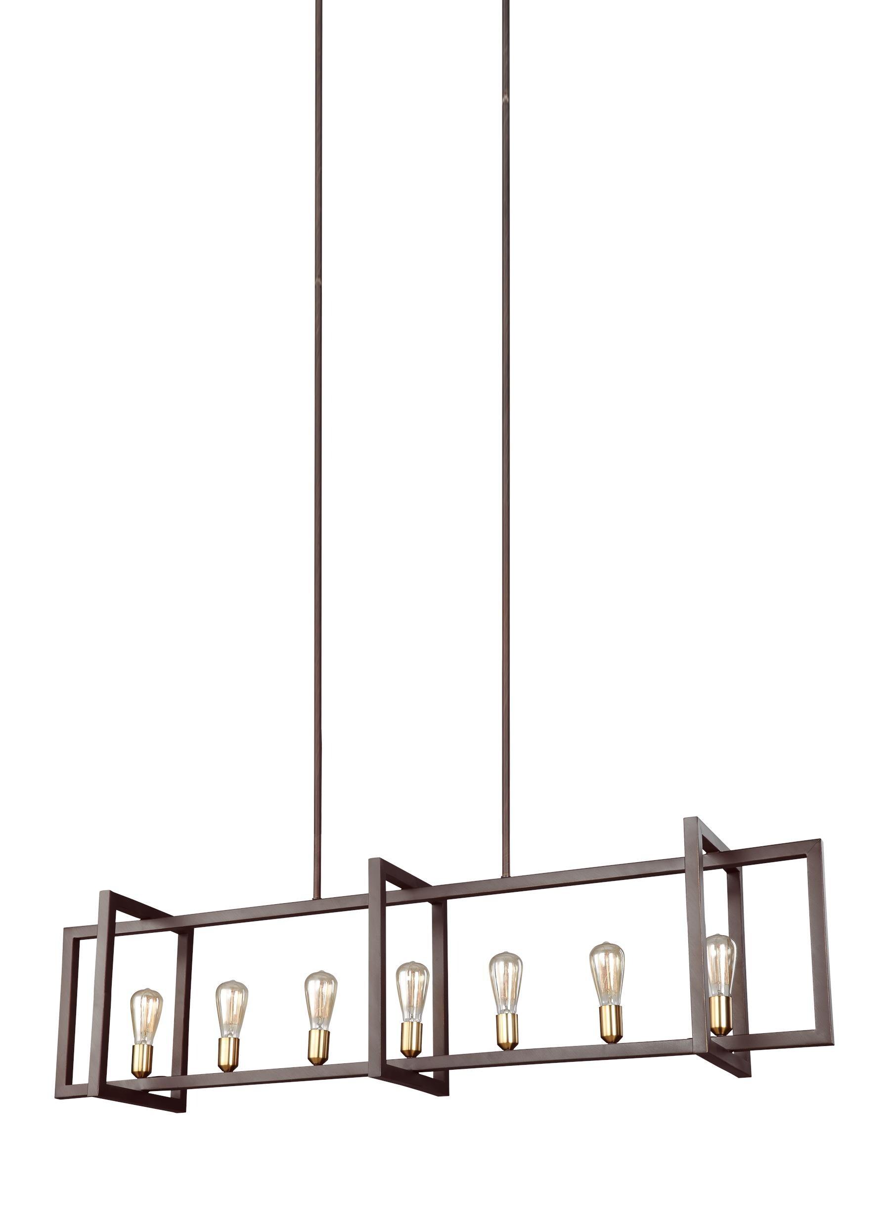 Finnegan New World Bronze Geometric 7-Light Island Chandelier