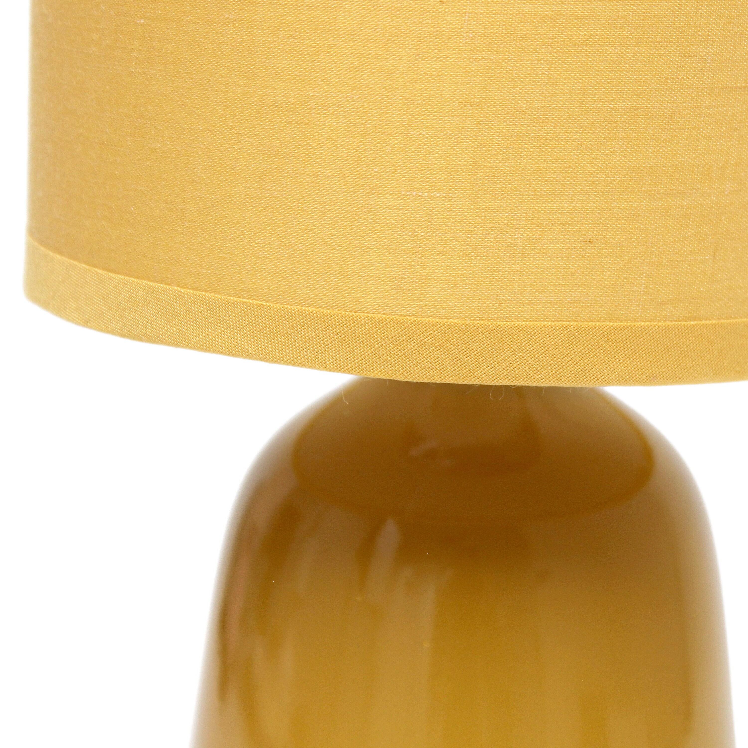 10.04" Traditional Ceramic Thimble Base Bedside Lamp with Fabric Shade - Simple Designs: For Kids Bedroom & Office Desk