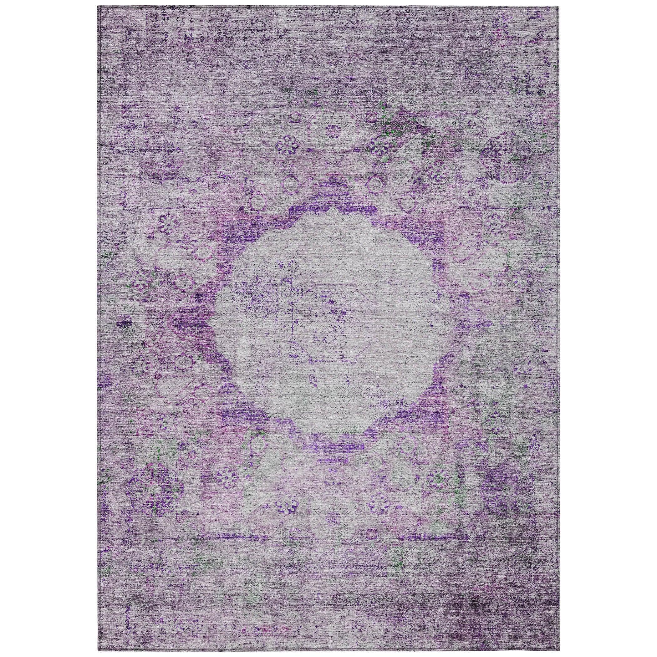 Purple Synthetic Flat Woven Rectangular 5' x 7' Area Rug