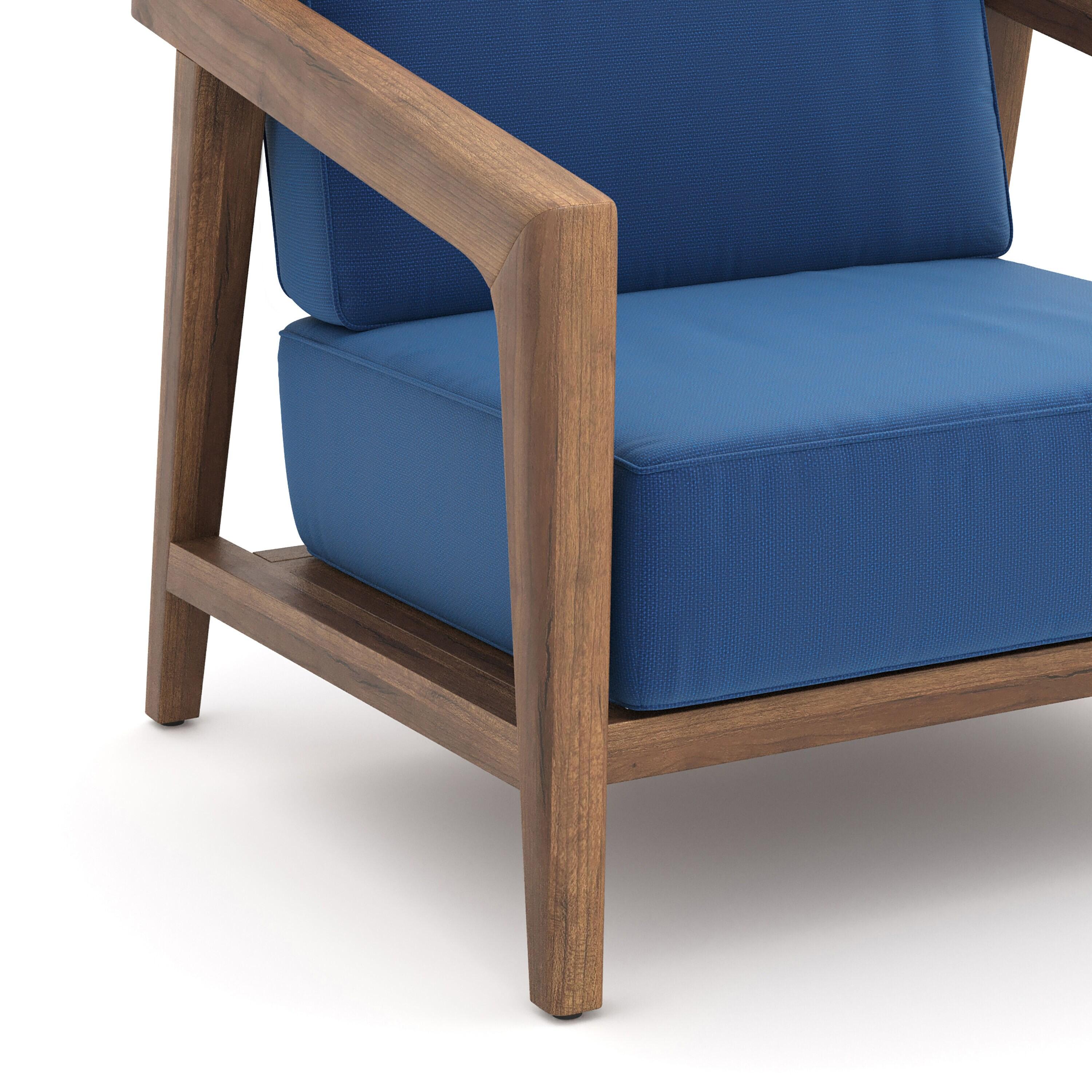 New Classic Furniture Bali Solid Wood Patio Club Chair in Dark Blue (Set of 2)