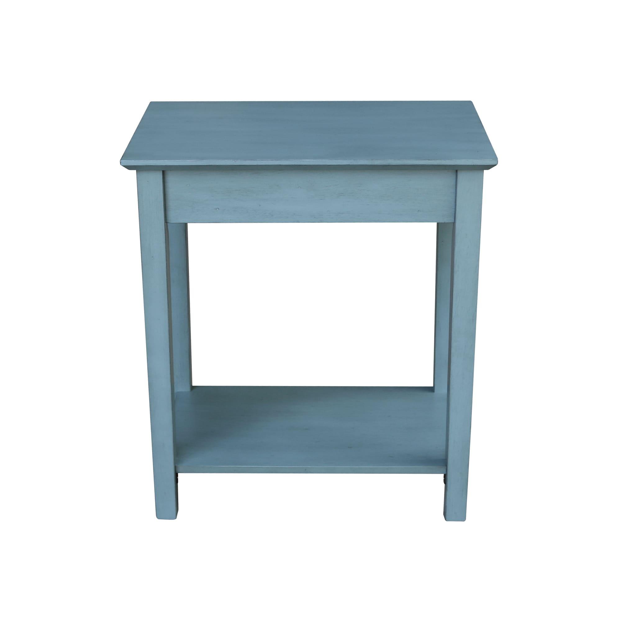 Narrow End Table Ocean Blue - International Concepts: Solid Wood, Mid-Century Modern, Drawer & Shelf