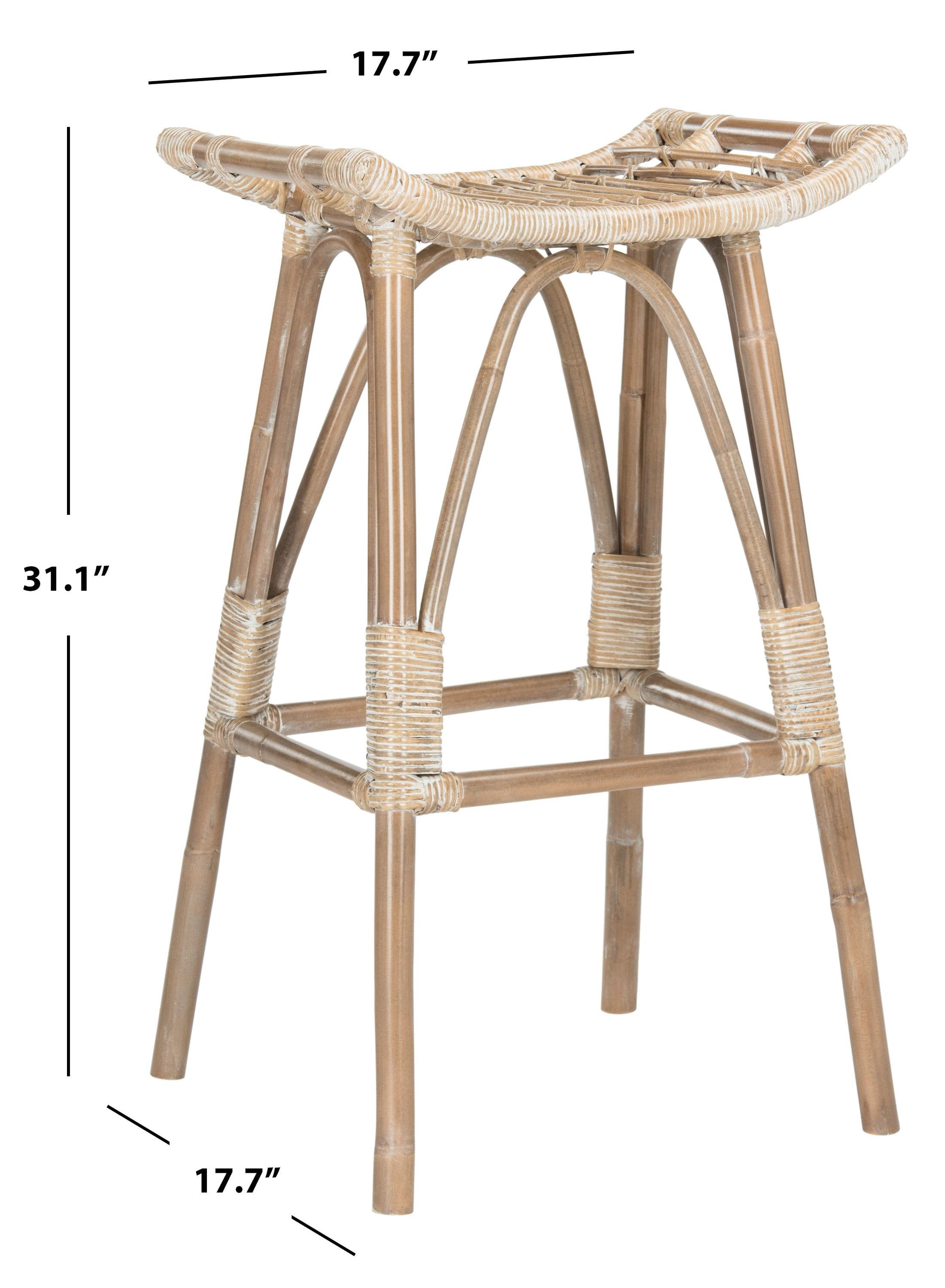 Leda Rattan Counter Stool - WIK6512 - Brown - Safavieh