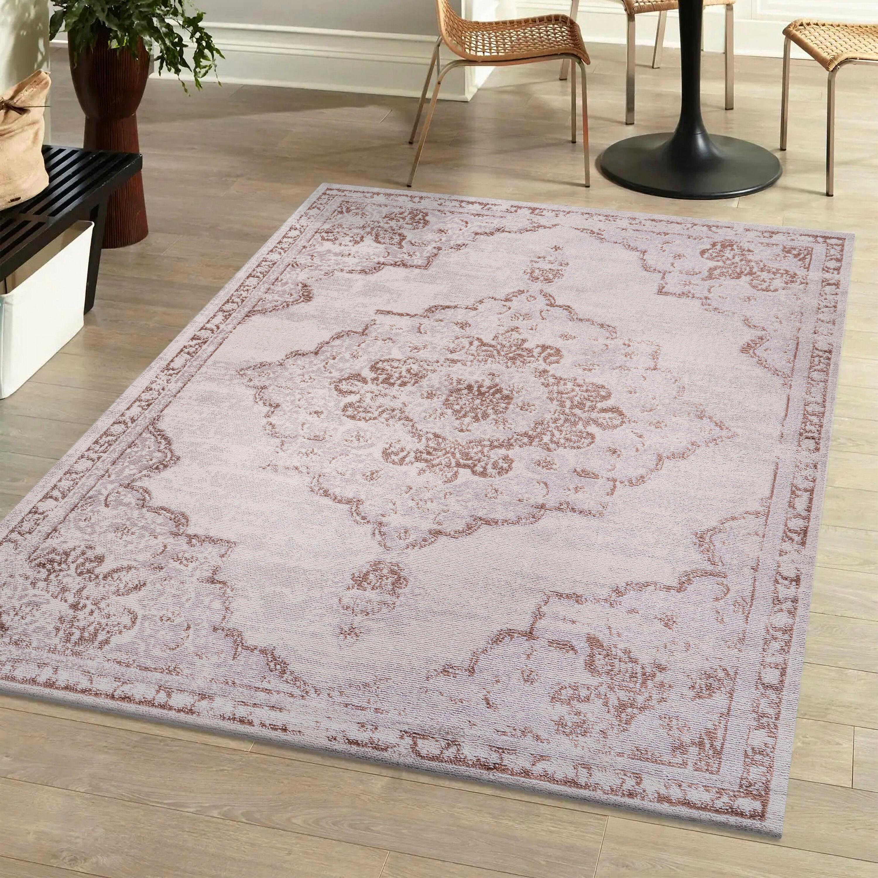 8'x10' Alhambra Ornate Medallion Modern Area Rug, Cream/Red - JONATHAN Y