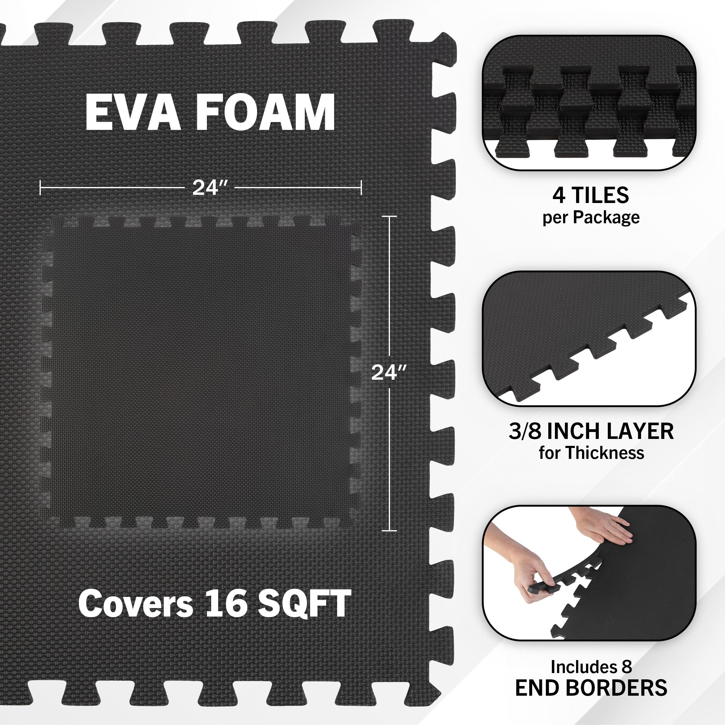 Fleming Supply EVA Foam Mat Floor Tiles for Yoga, Pilates, Cross Fit, and Weight Training - 24" x 24" x 0.50"