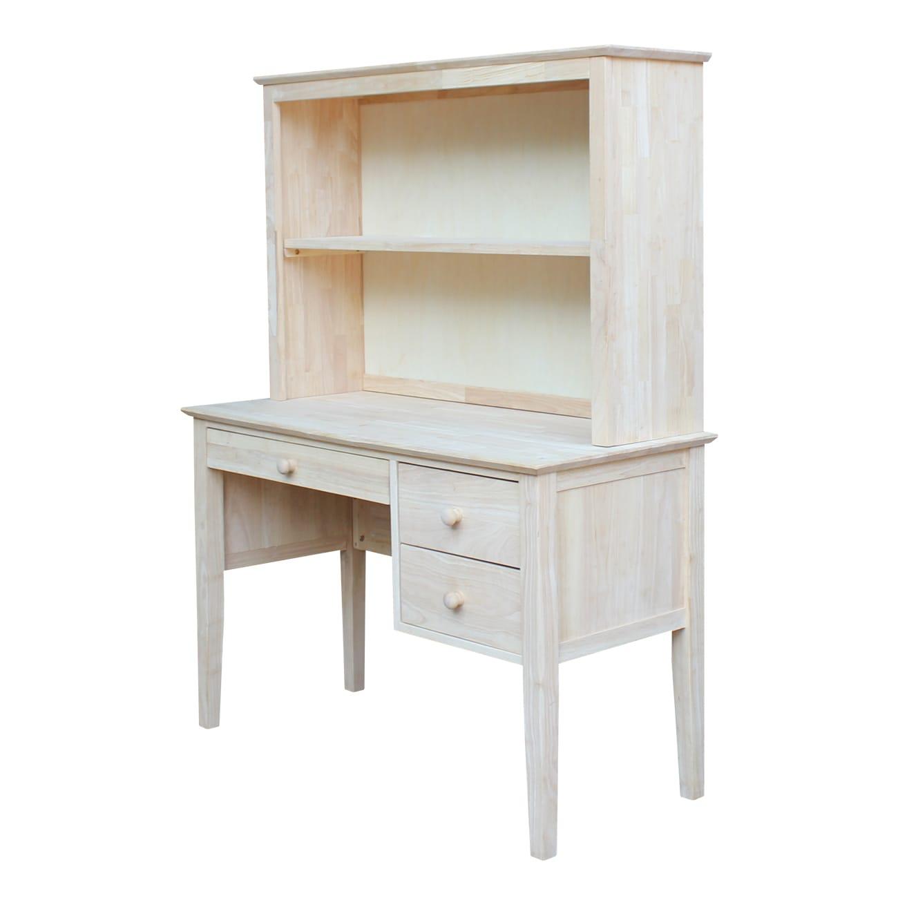 Hutch For Brooklyn Desk Unfinished - International Concepts: Hardwood, Fixed Shelf, 45"x30"
