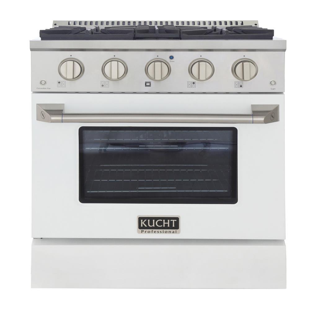 Kucht Professional 30" Modern Stainless Steel Natural Gas Range in White/Silver