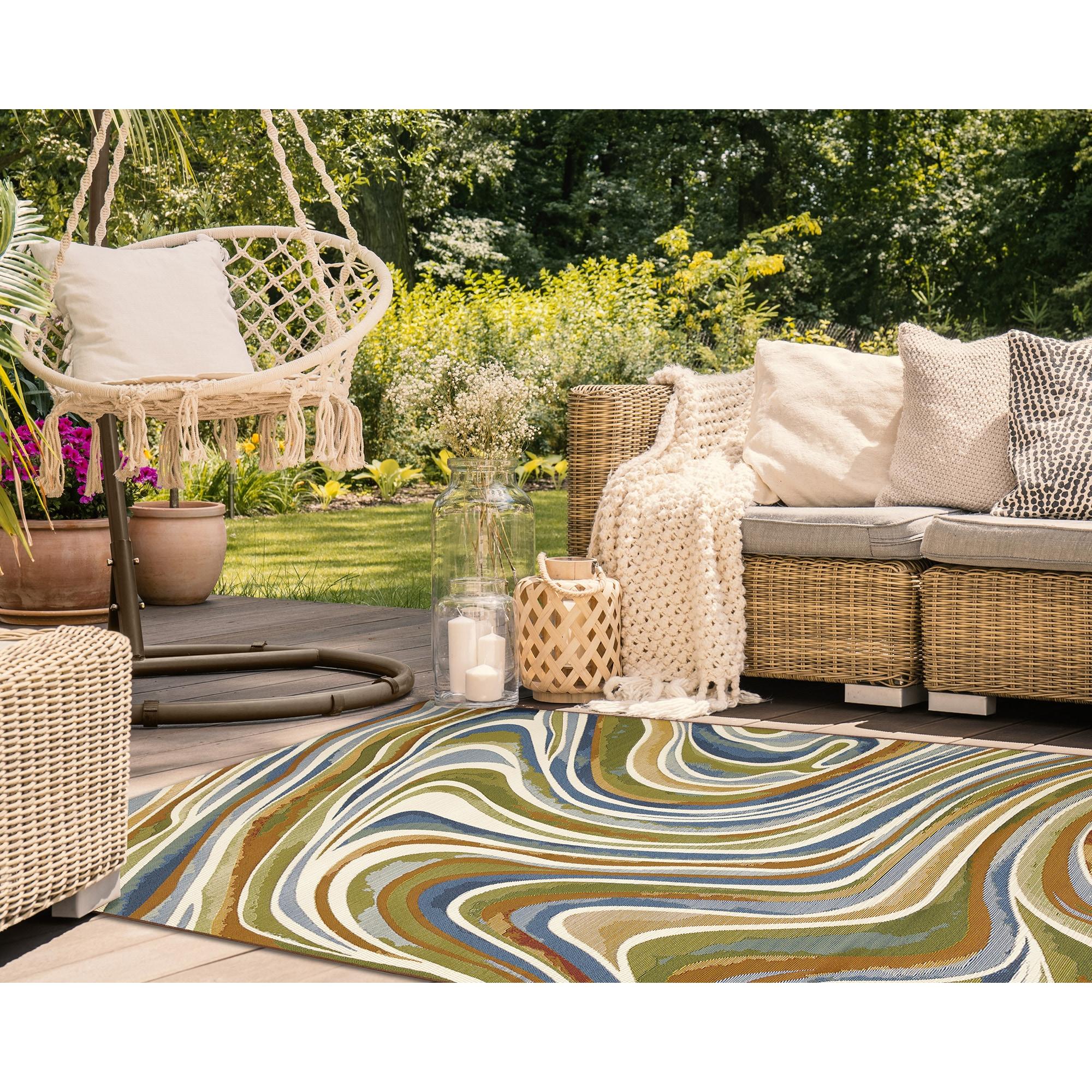 Liora Manne Marina Tides Indoor/Outdoor Rug Multi 3'3" x 4'11"