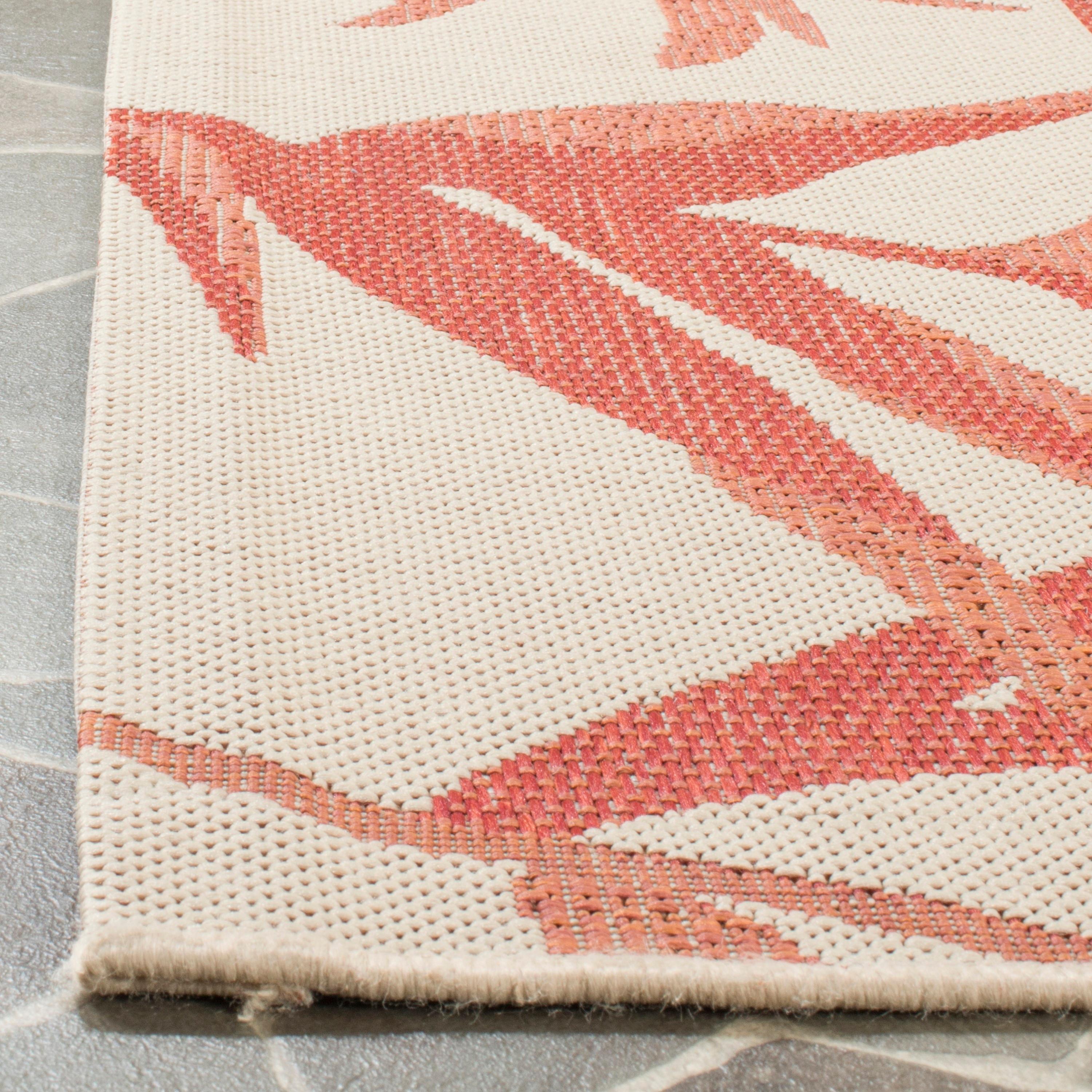 SAFAVIEH Courtyard Alannis Botanical Indoor/Outdoor Area Rug, Beige/Terracotta, 9' x 12'