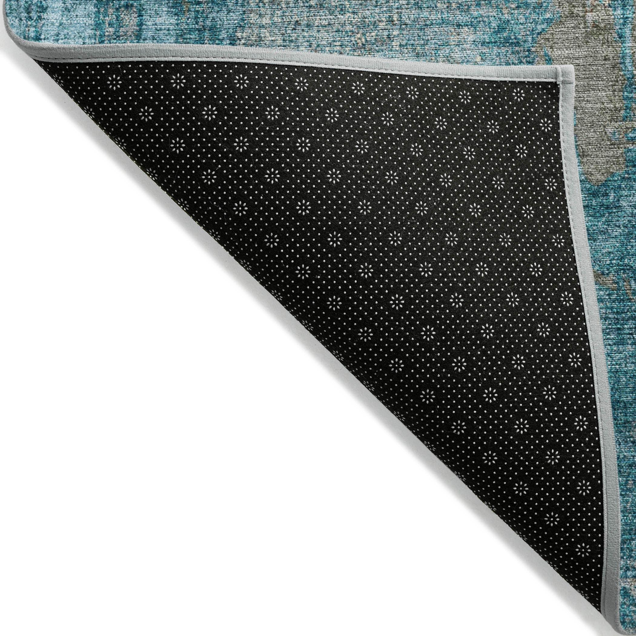 Machine Washable Indoor/Outdoor Chayden ACN989 Teal Rug