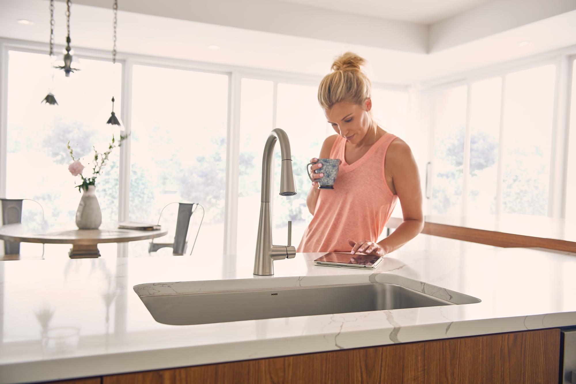 Moen Sleek Pull Down Single Handle Kitchen Faucet with Power Boost Technology and Duralock