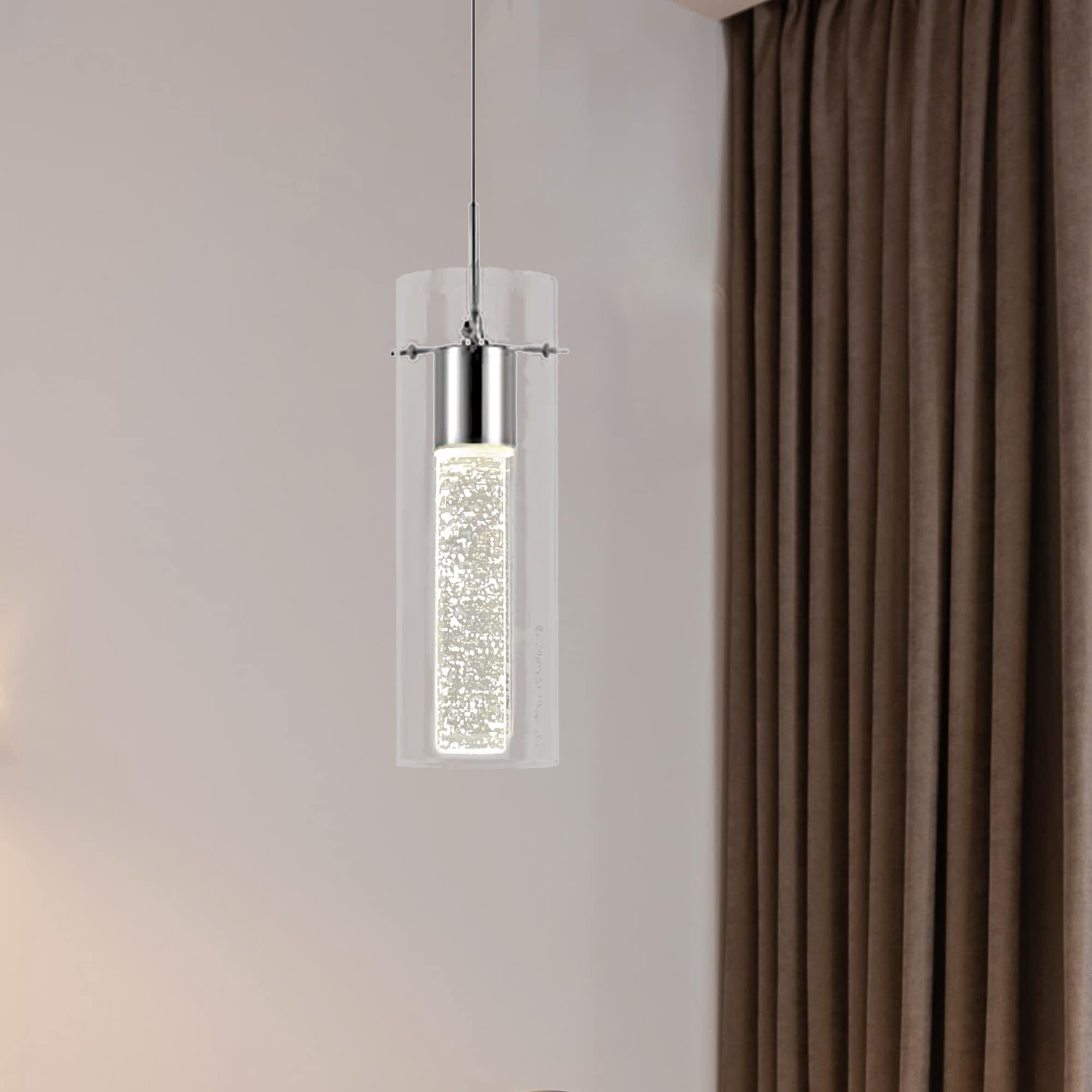 Contemporary Clear Glass LED Cylinder Pendant for Indoor/Outdoor