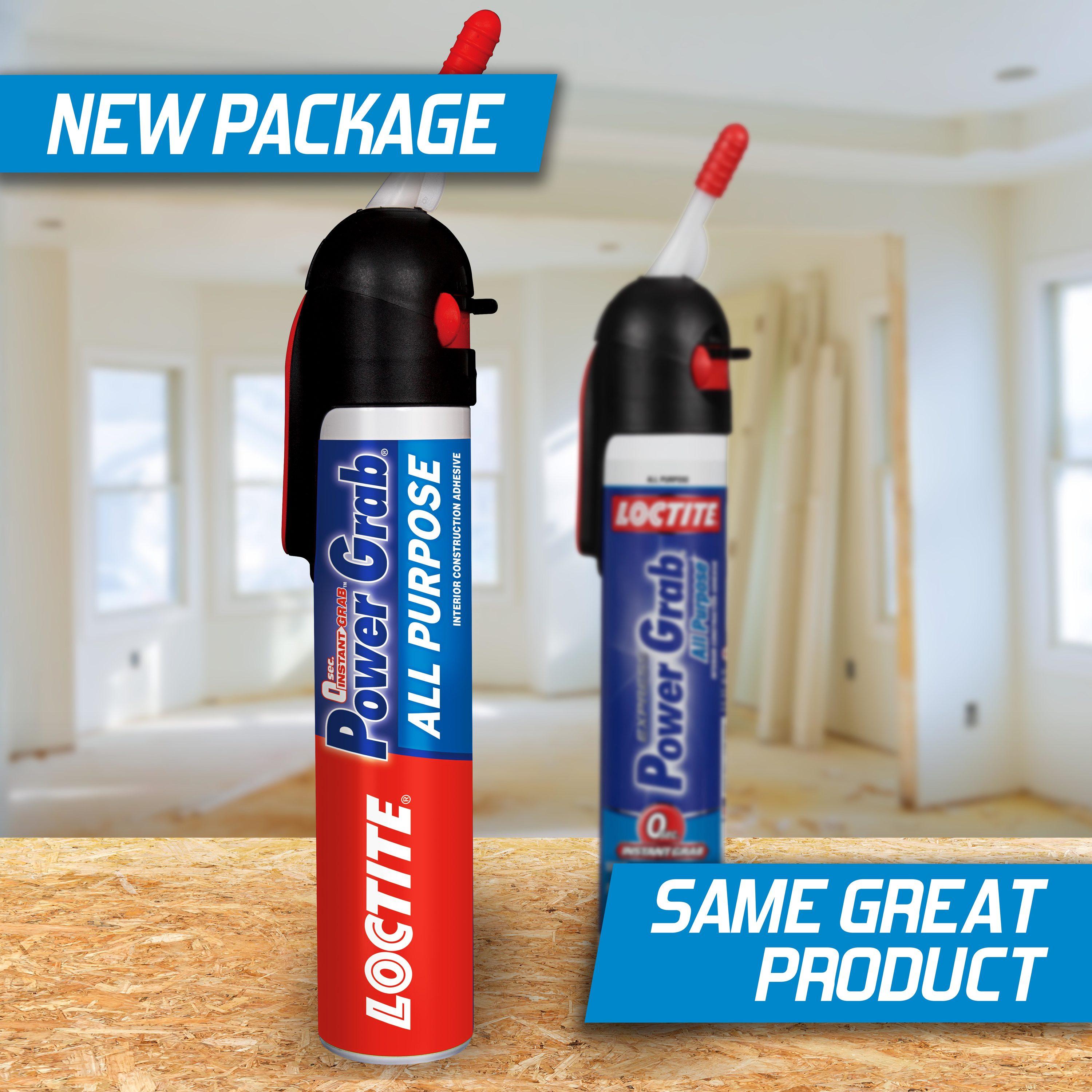 Loctite Power Grab Construction Adhesive All Purpose, Pack of 1, White 7.5 fl oz Pressure Pack
